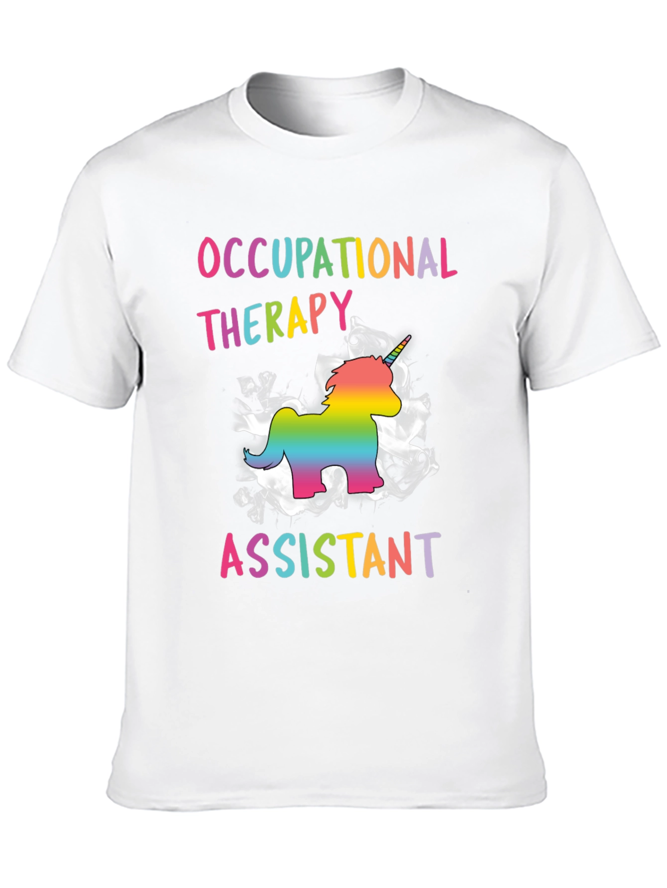 Black Occupational Therapy Assistant Rainbow Unicorn T-Shirt view 10