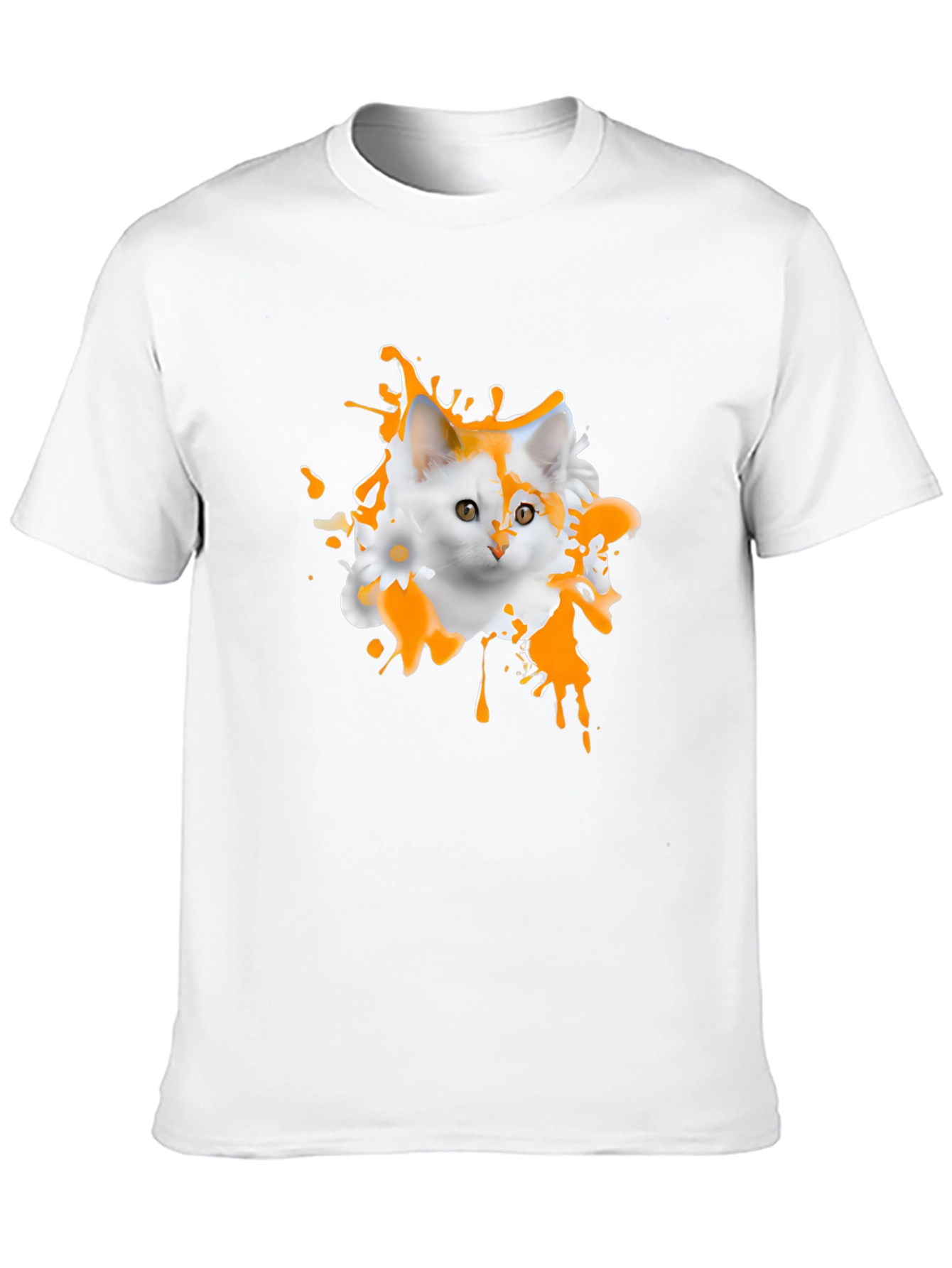 Black Cute Cat Splatter Graphic T-Shirt view 10