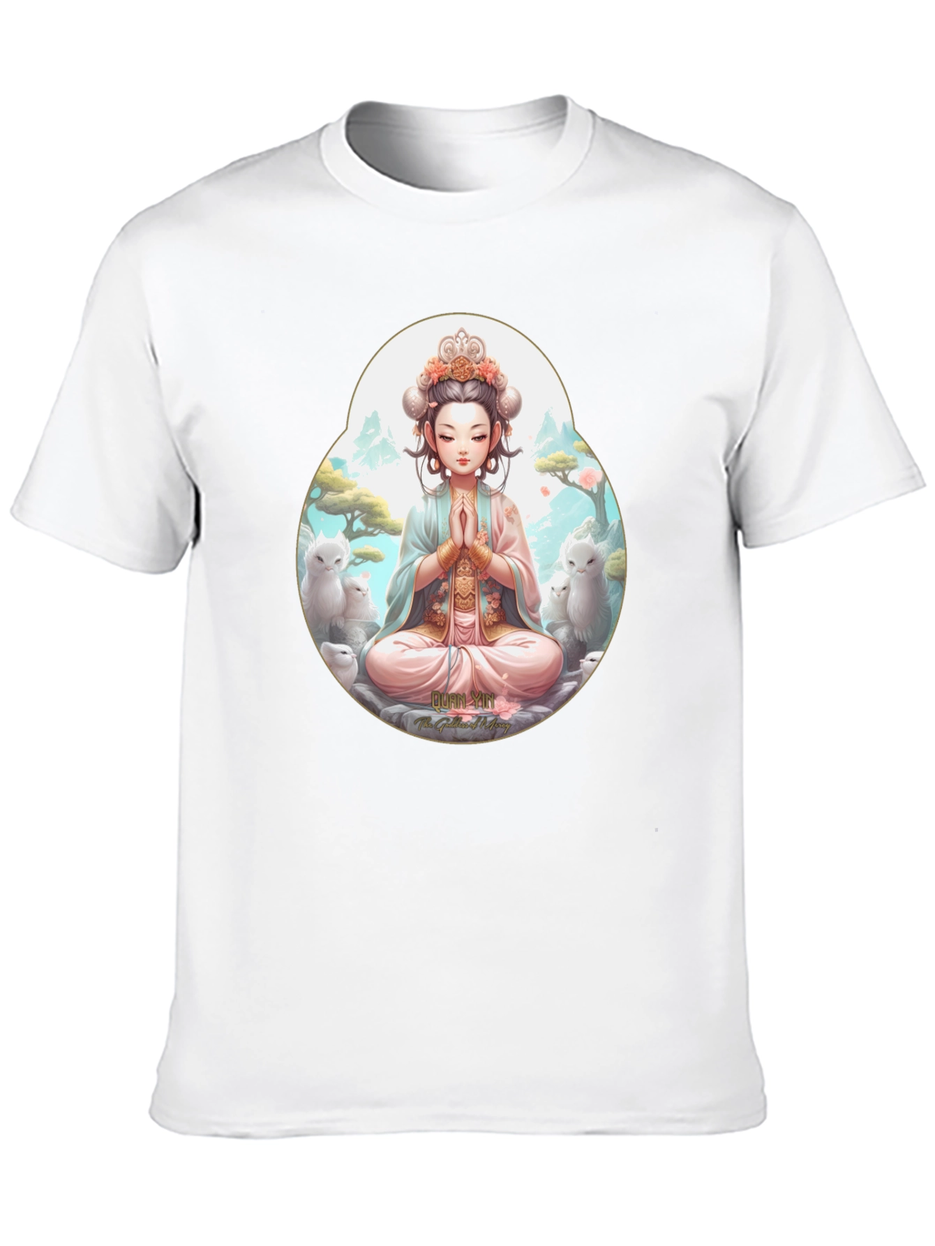 Black Zen Girl T-Shirt - Meditating Anime Style view 10
