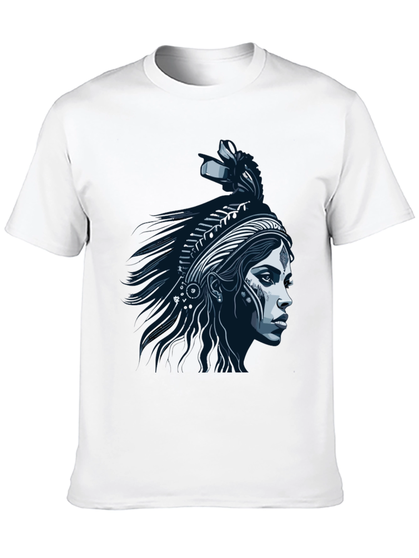 Black Native Headdress Graphic Tee - Black Cotton T-Shirt view 10