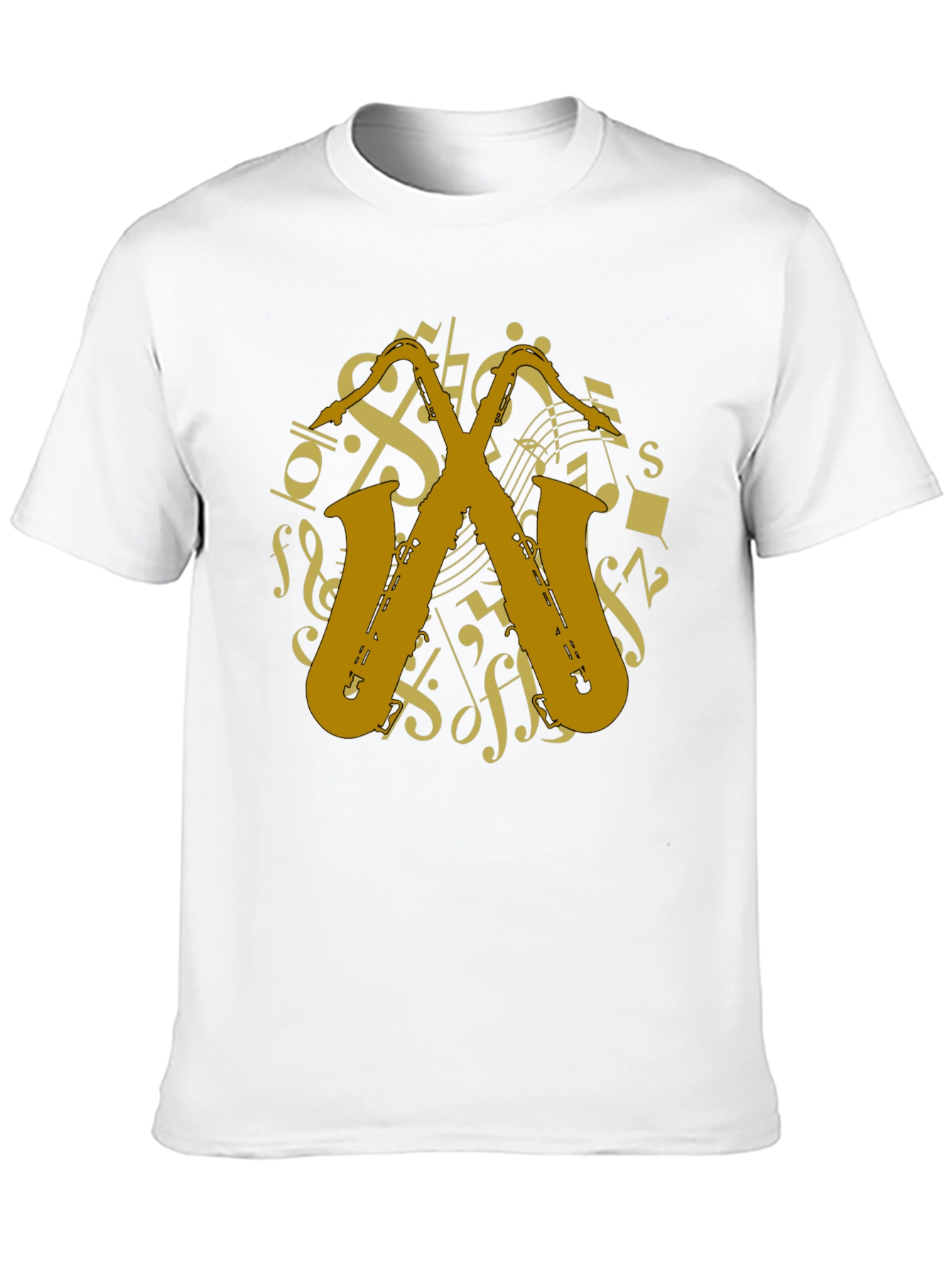 Black Saxophone Music Notes Graphic T-Shirt view 10