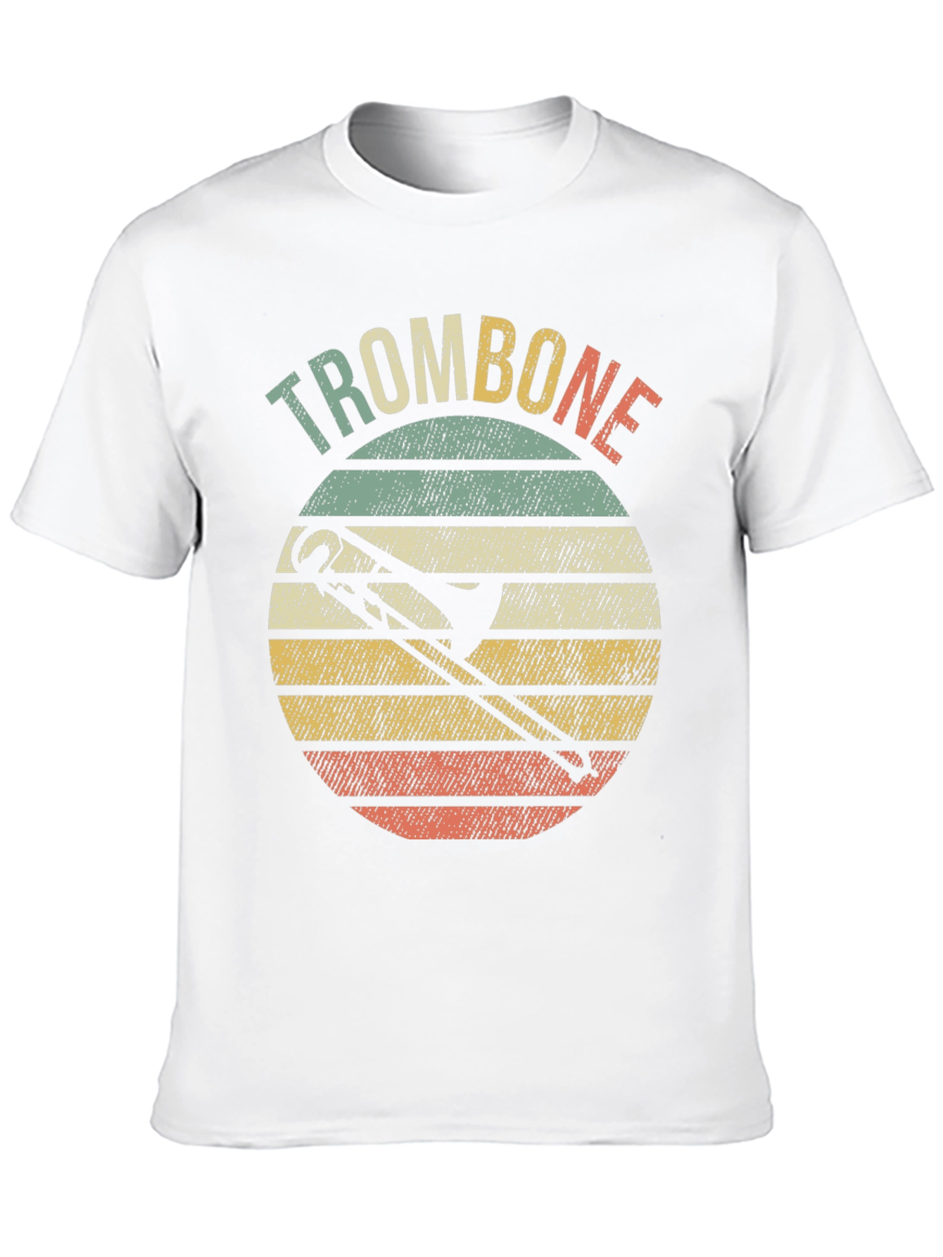 Black Retro Trombone Sunset Music T-Shirt view 10