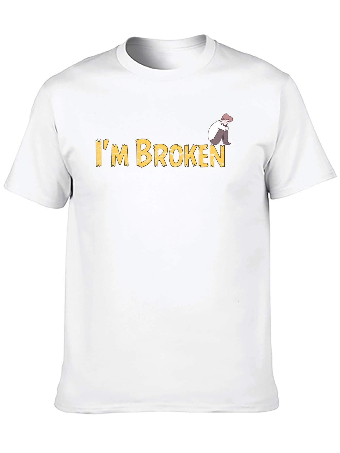 Black I'm Broken Graphic Tee - Sad Cartoon Man T-Shirt view 10