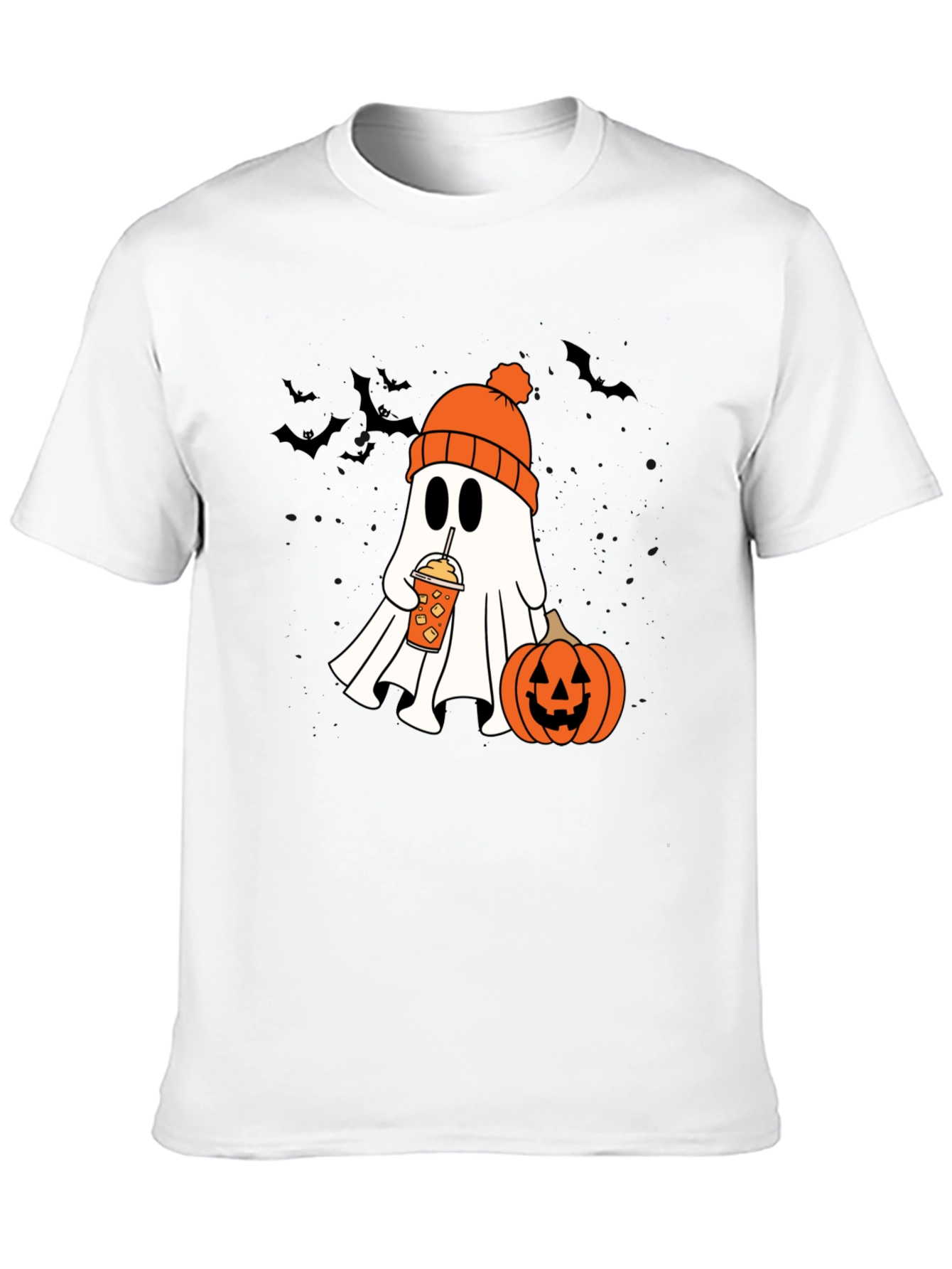 Black Halloween Ghost with Pumpkin Spice Tee view 10