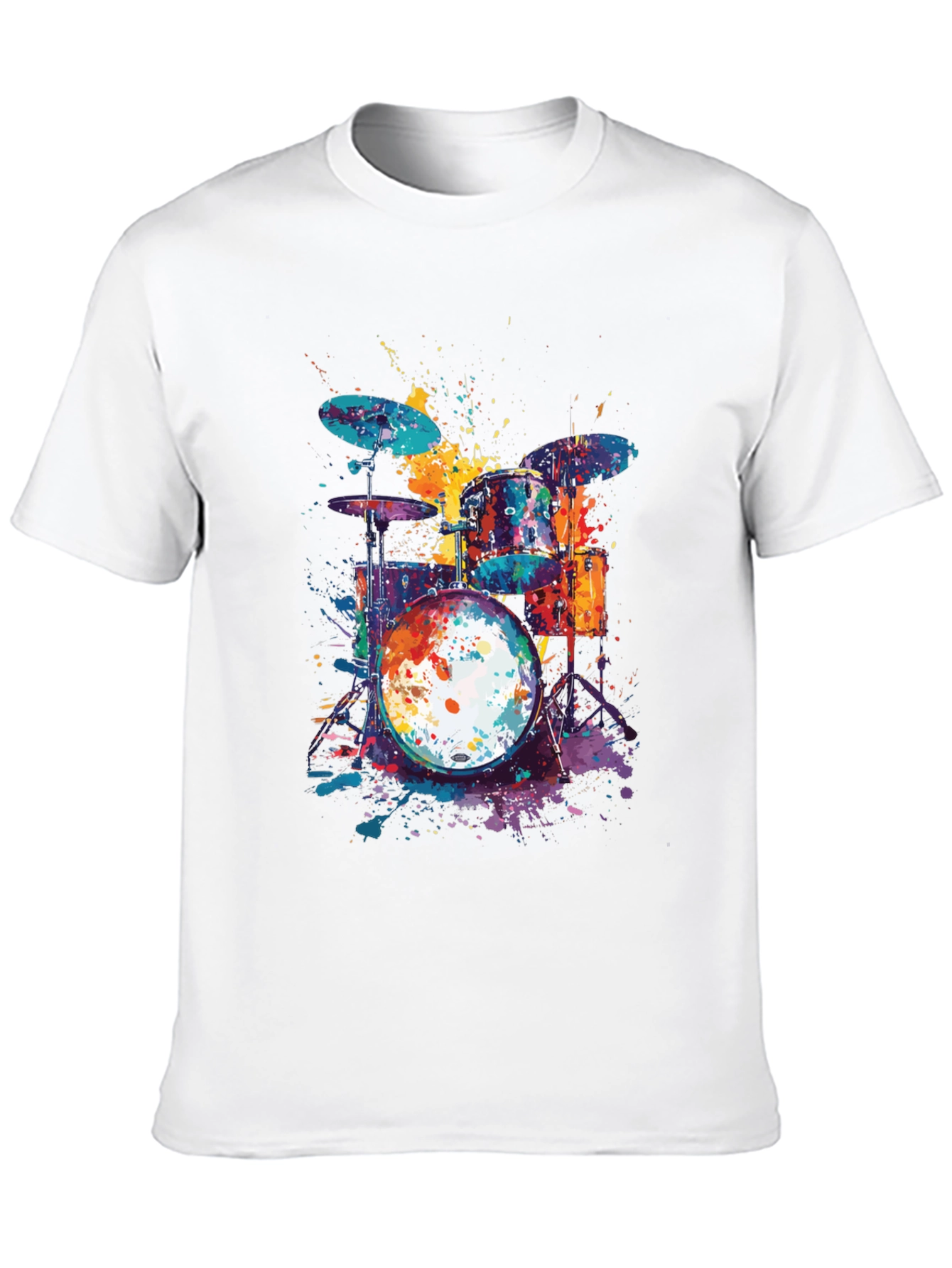 Black Colorful Drum Set T-Shirt - Music Lover Tee view 10