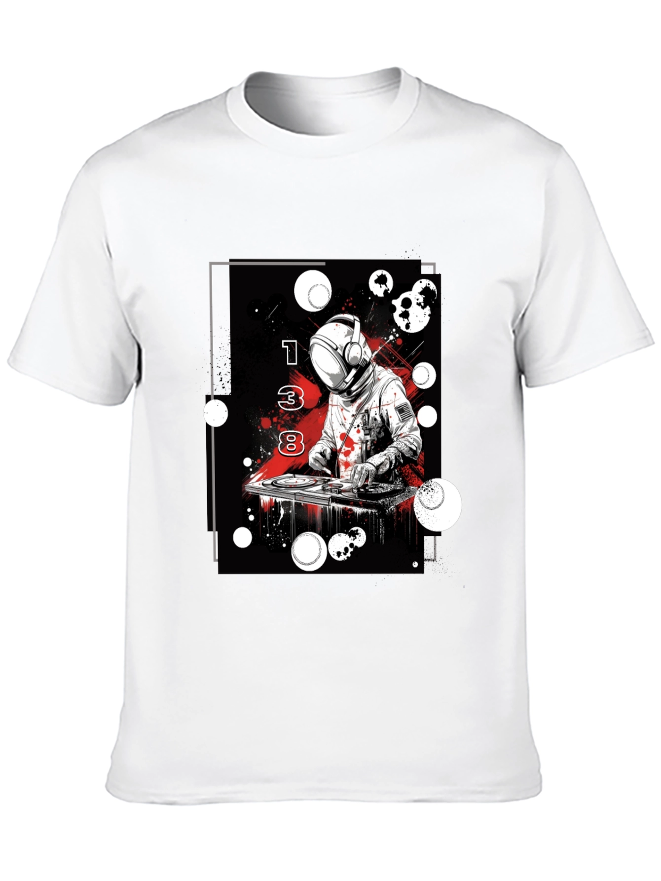 Black Astronaut DJ Graphic Tee - Black Cotton Blend view 10