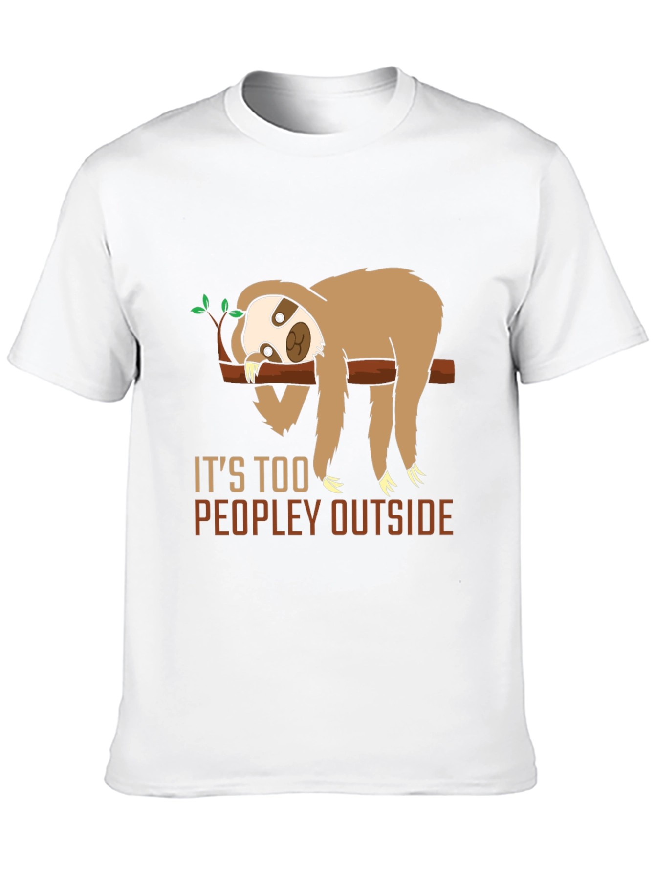 Black Funny Sloth "Too Peopley" Graphic T-Shirt view 10