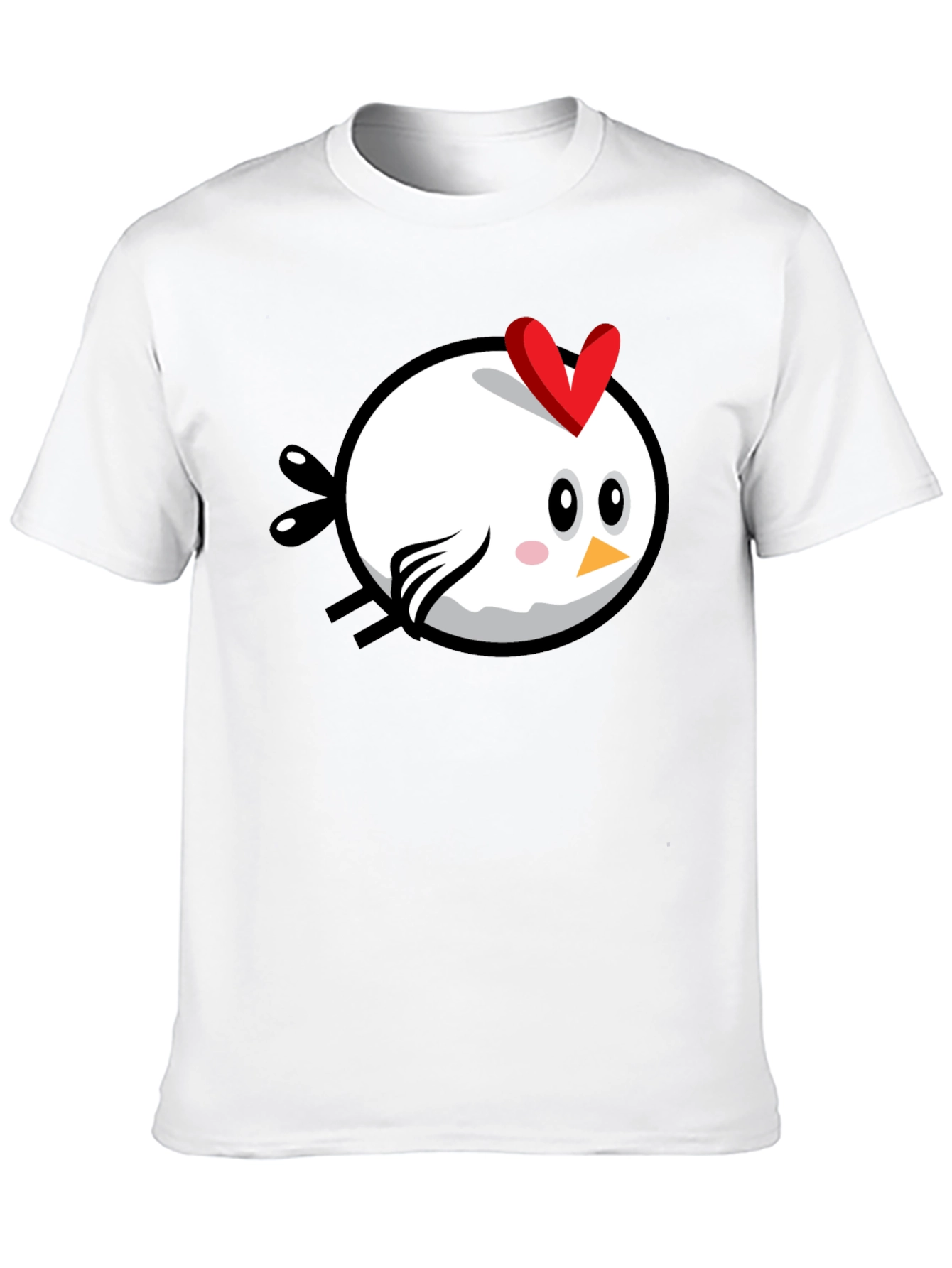 Black Cartoon Chicken Graphic Tee - Black Cotton T-Shirt view 10