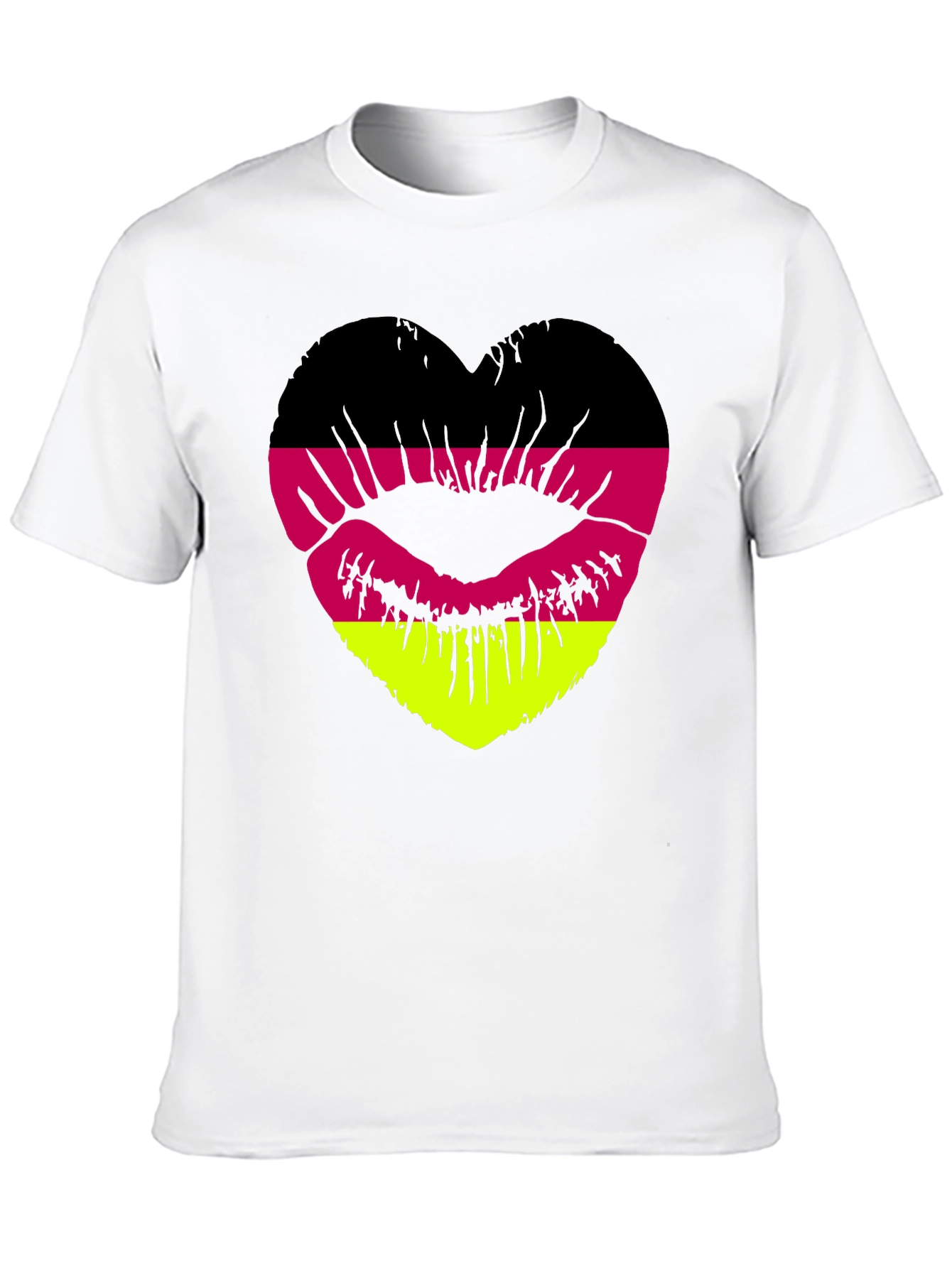 Black German Flag Lips Heart T-Shirt view 10
