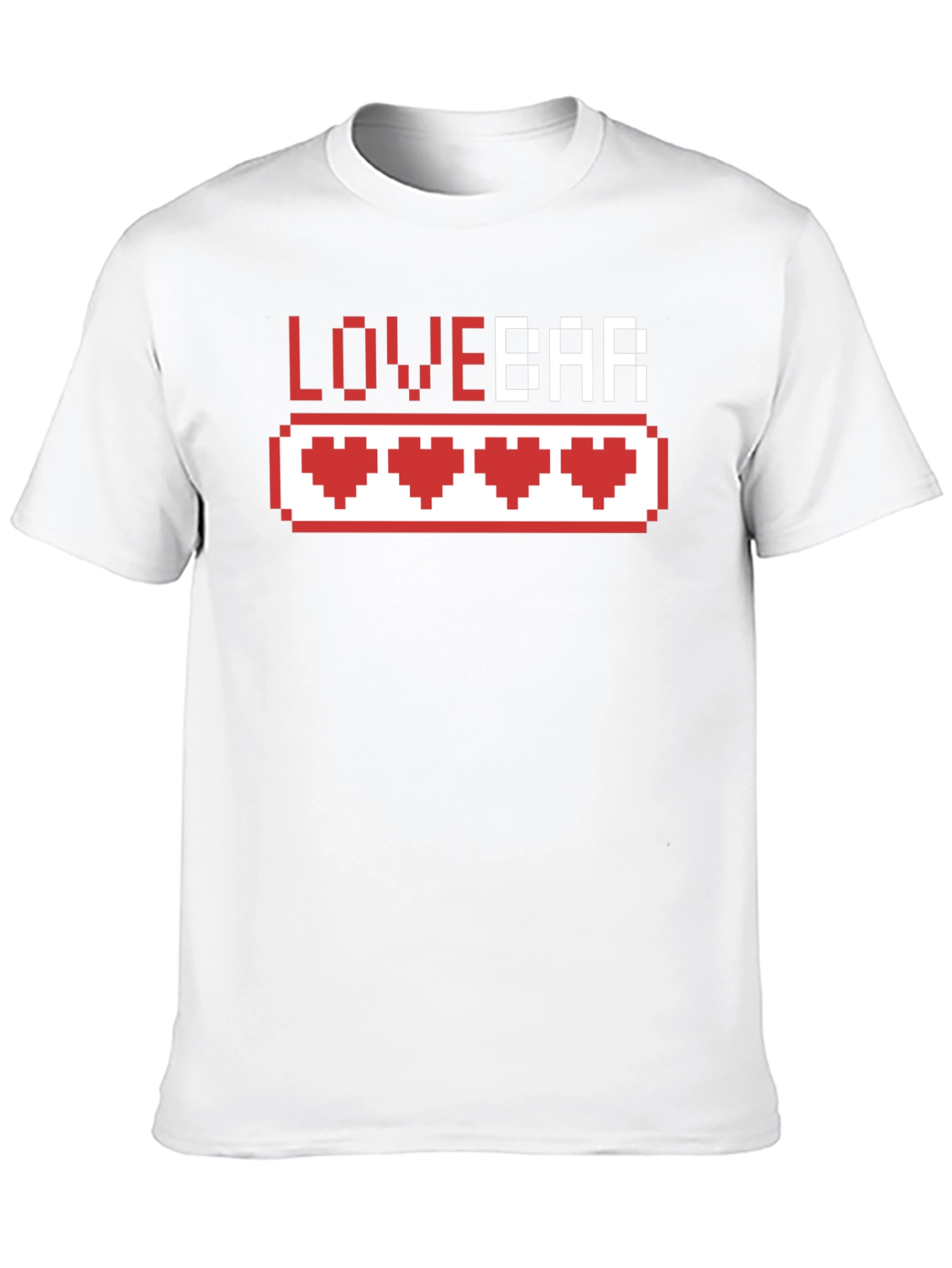Black Love Bar Pixel Heart Gamer T-Shirt - Black Cotton Tee view 10