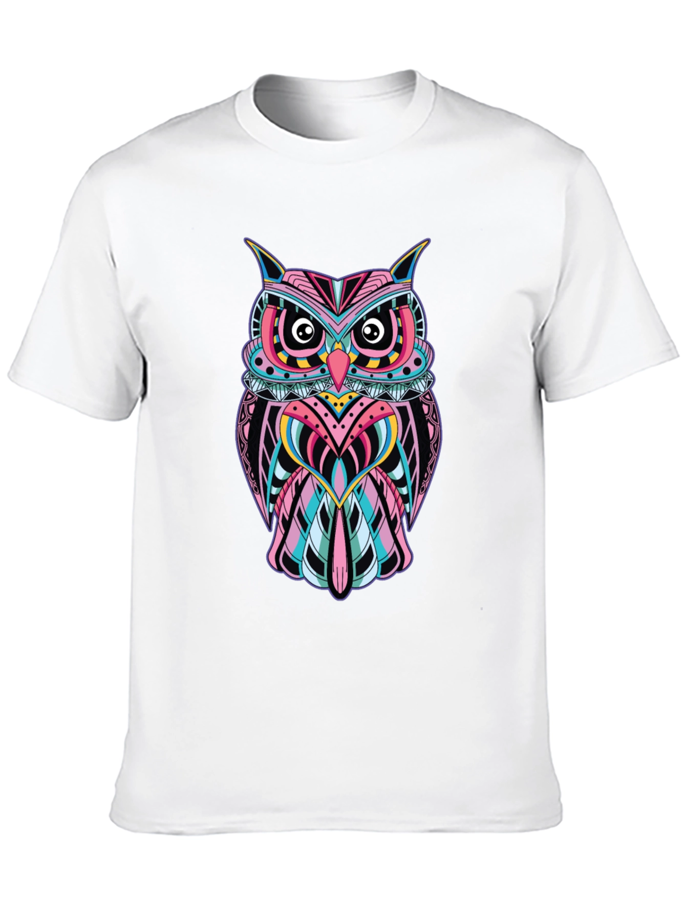 Black Vibrant Owl Graphic Print Black T-Shirt view 10