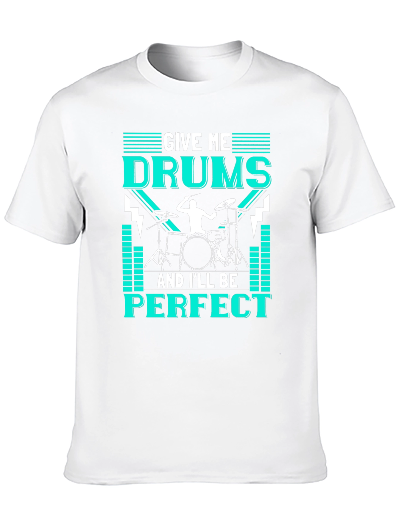 Black Drummer T-Shirt - Give Me Drums & I'll Be Perfect - Music Tee view 10