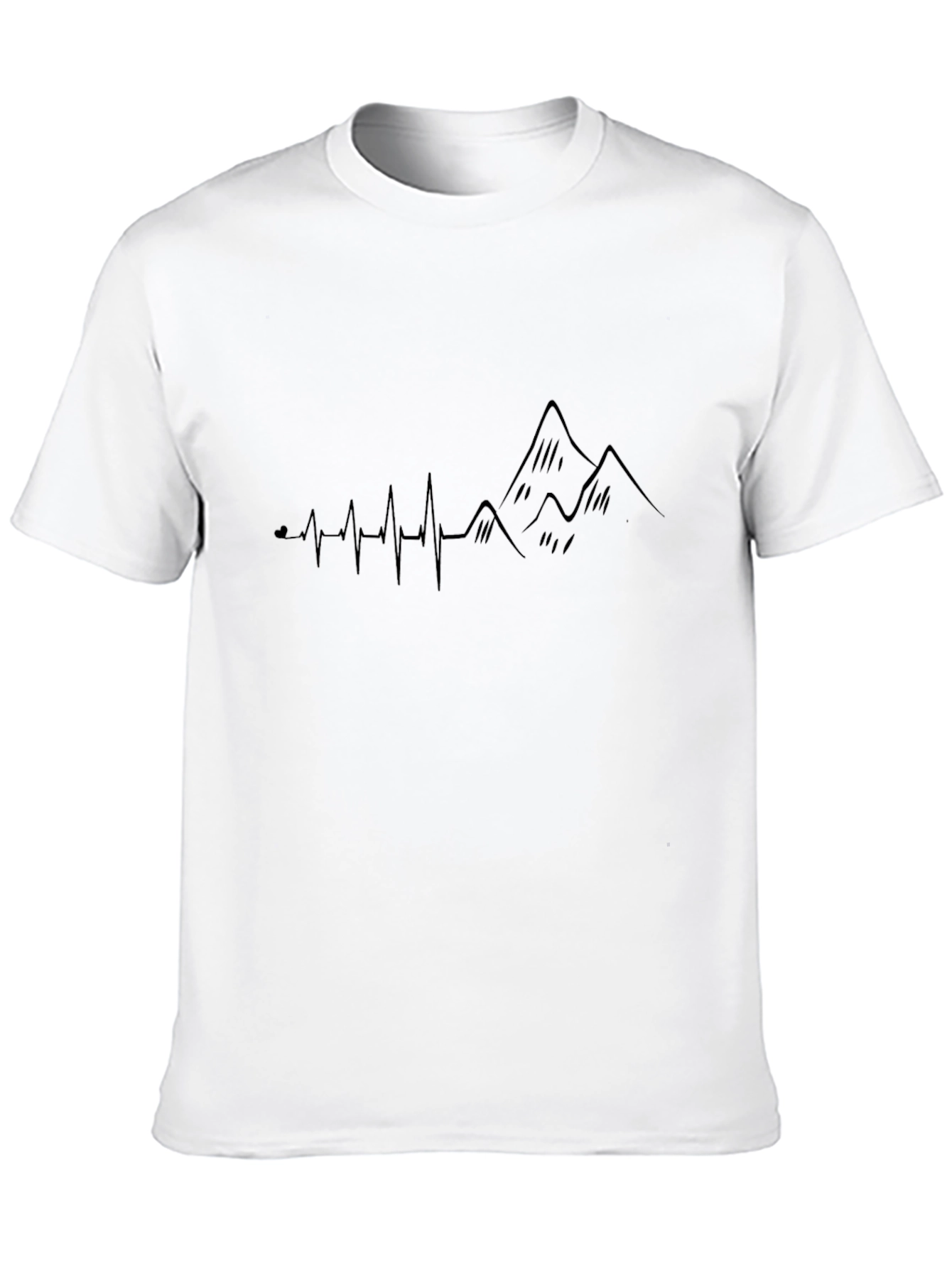 Black Heartbeat Mountain Graphic Black T-Shirt view 10