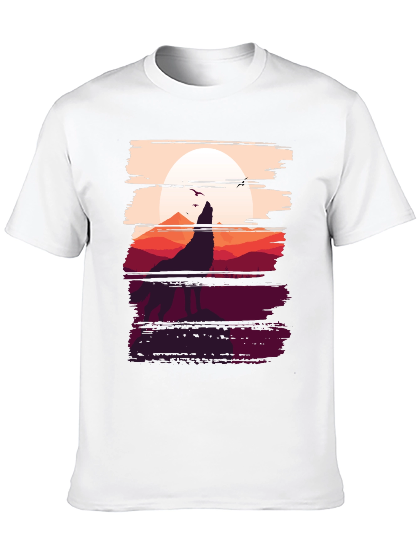 Black Wolf Silhouette Graphic Tee - Men's Black T-Shirt view 10