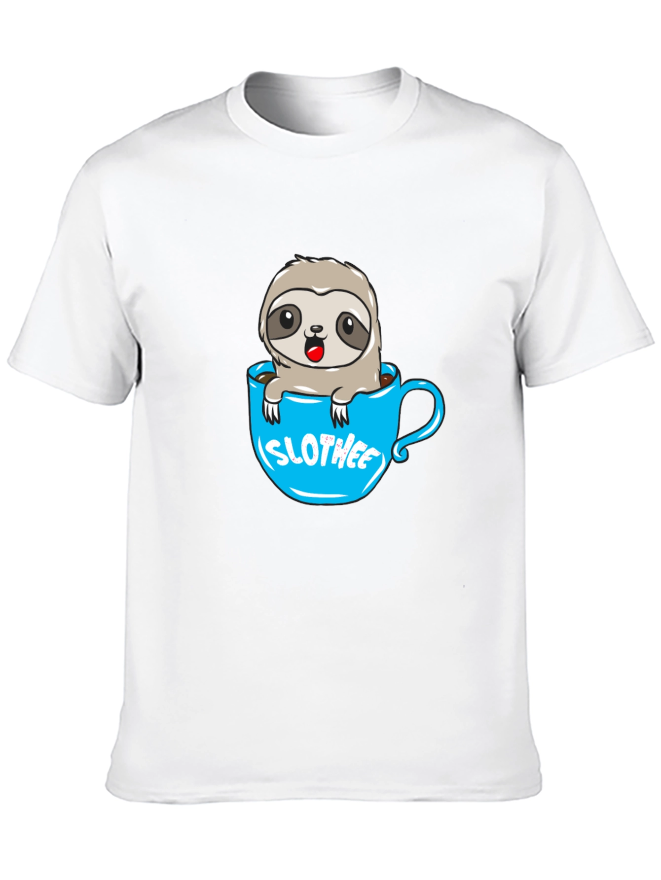 Black Slothee Cute Cartoon Sloth in Coffee Cup T-Shirt view 10
