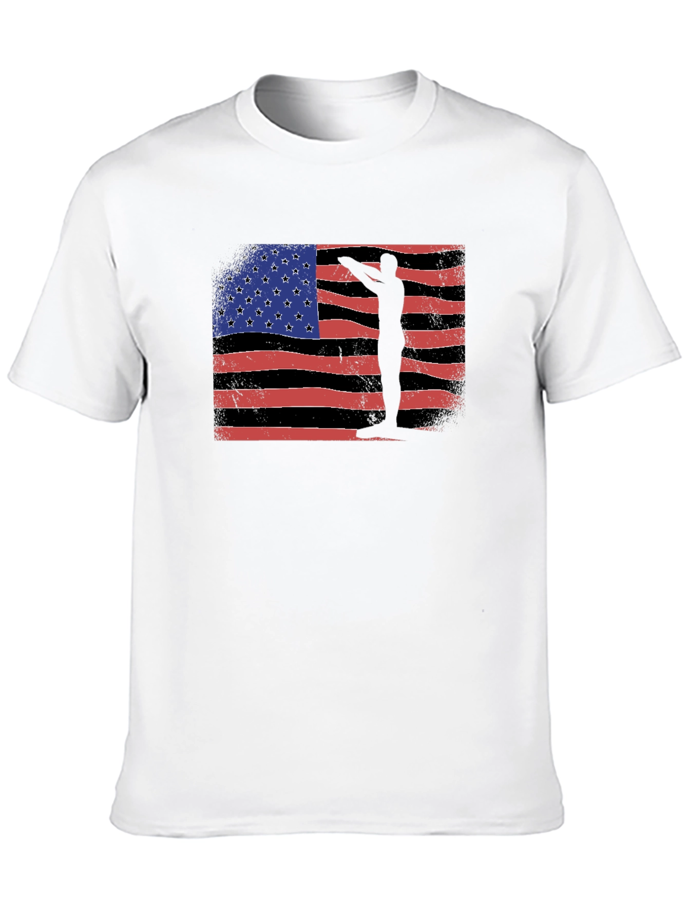 Black American Flag Silhouette Black T-Shirt view 10