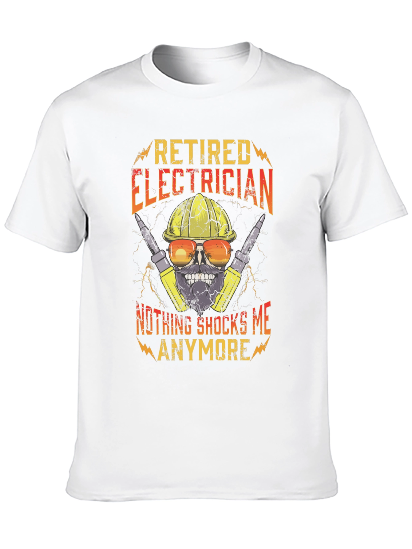 Black Retired Electrician T-Shirt Funny Skull Tee view 10