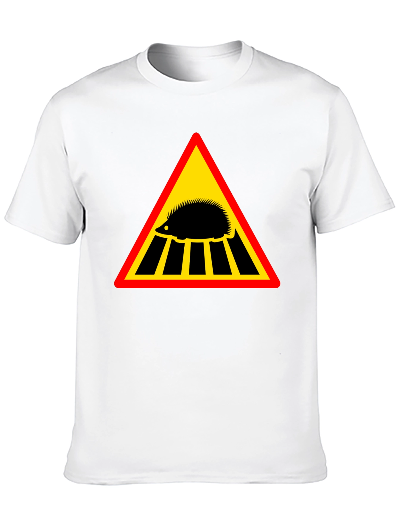 Black Hedgehog Crossing Men's Black T-Shirt view 10