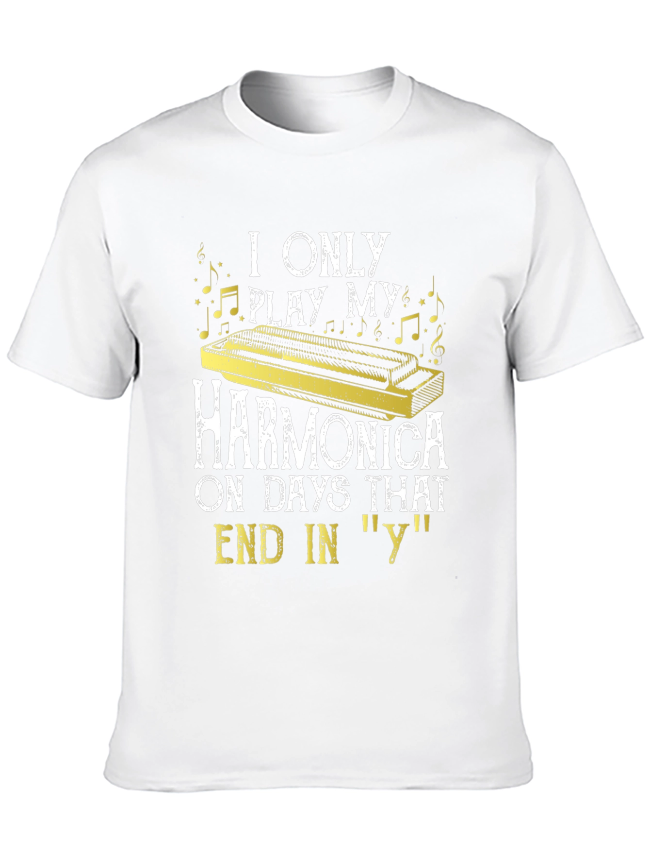 Black Harmonica Player T-Shirt - Days Ending in 'Y' view 10