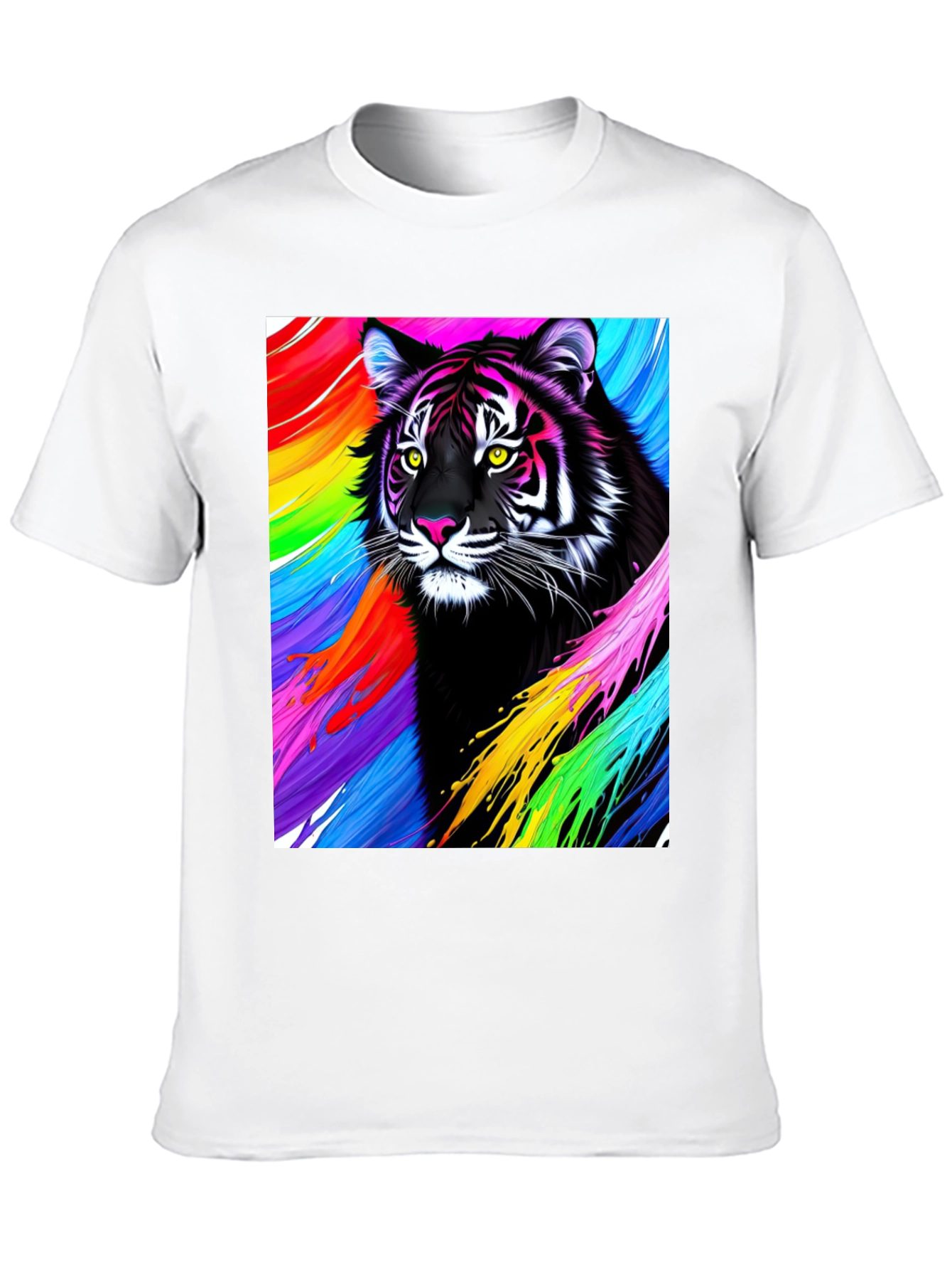 Black Vibrant Tiger Graphic Tee - Bold, Colorful Design view 10