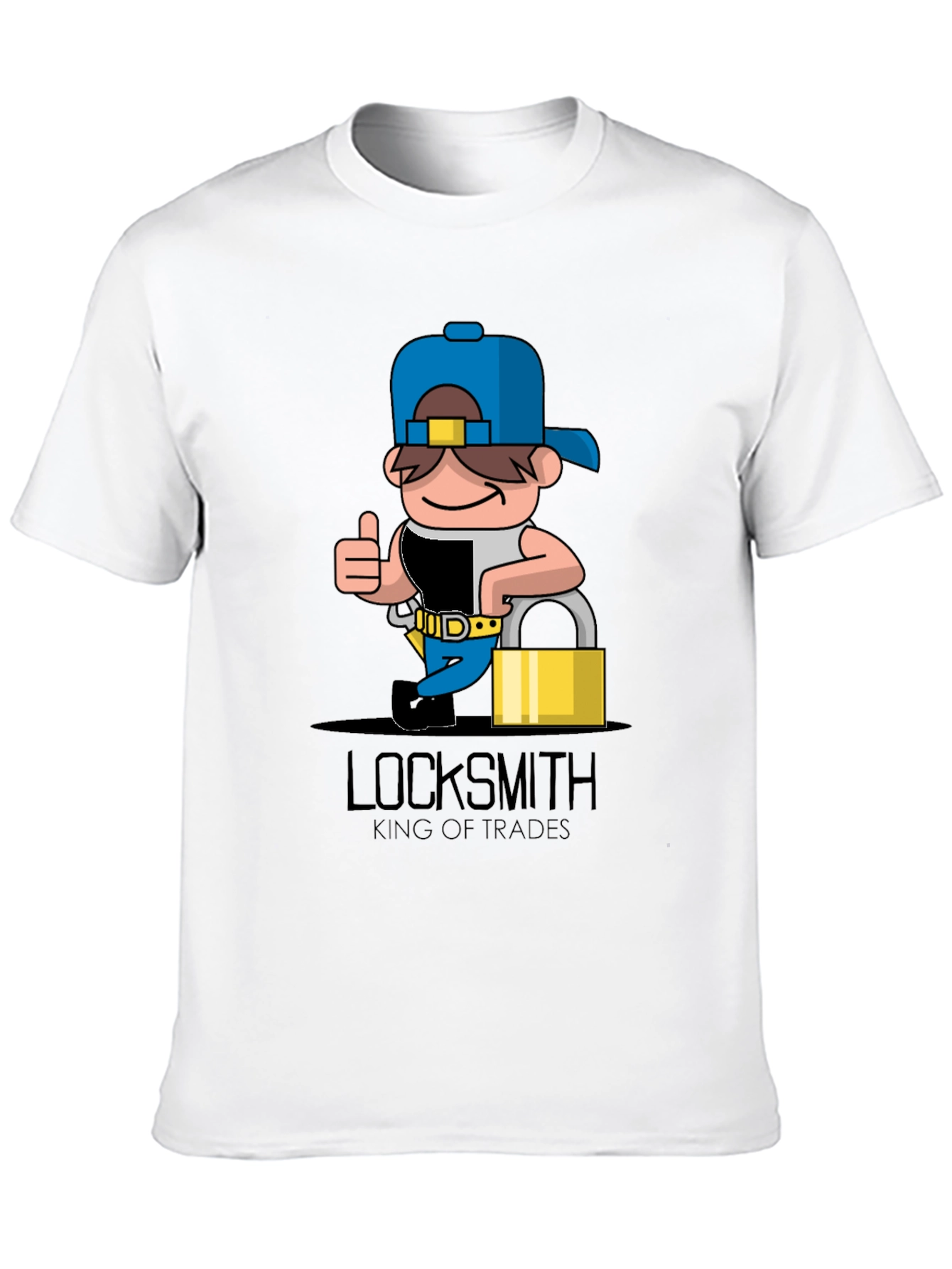 Black Locksmith Cartoon Graphic T-Shirt - King of Trades view 10