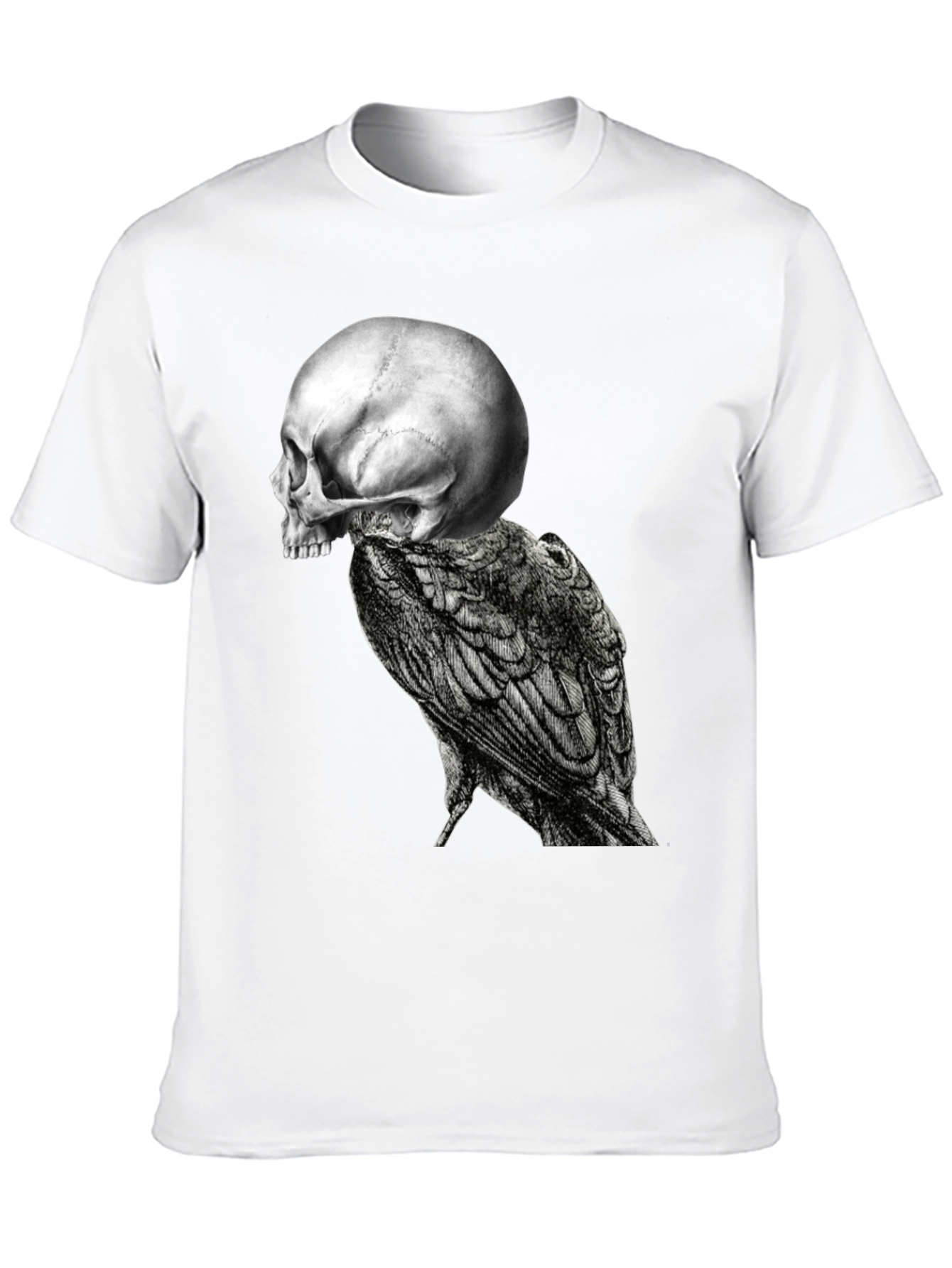 Black Skull & Raven Graphic Tee - Black Cotton Blend view 10