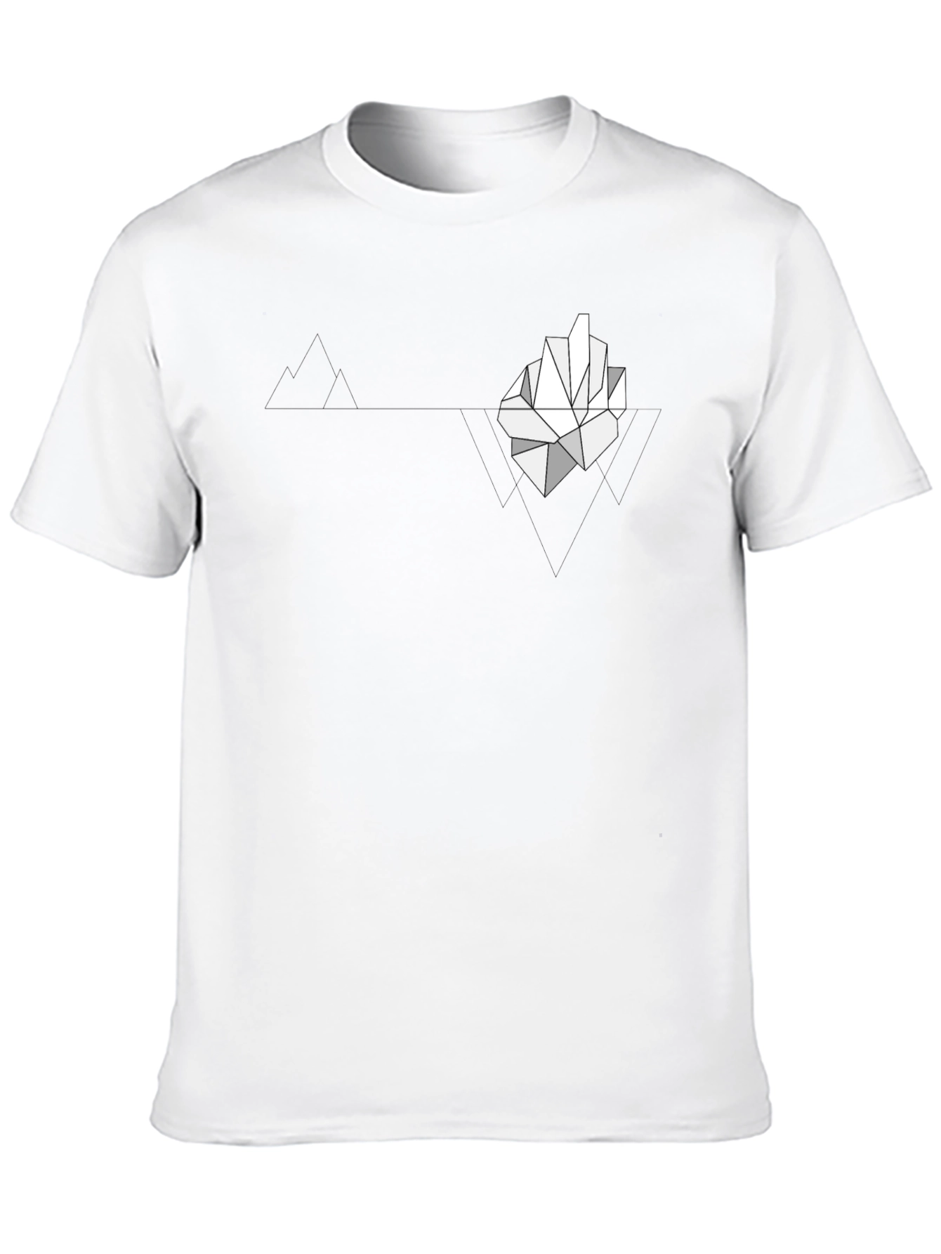 Black Geometric Iceberg Graphic Print Black T-Shirt view 10