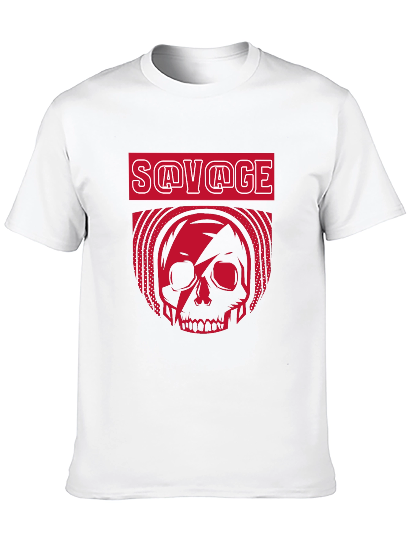 Black Savage Skull Graphic T-Shirt - Bold Red Design view 10