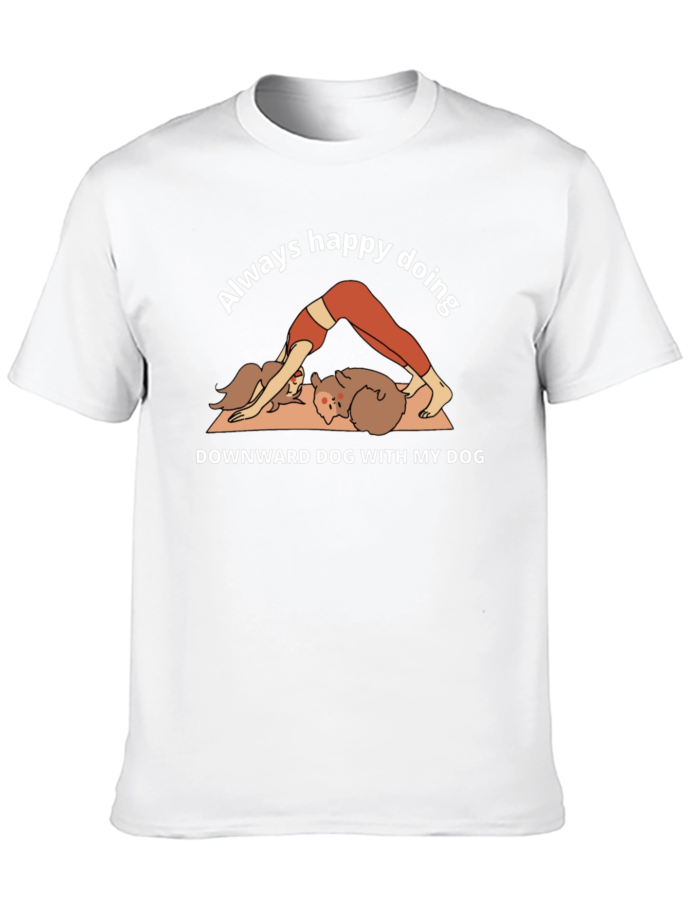 Black Yoga Dog Lover T-Shirt - Always Happy Doing Downward Dog view 10