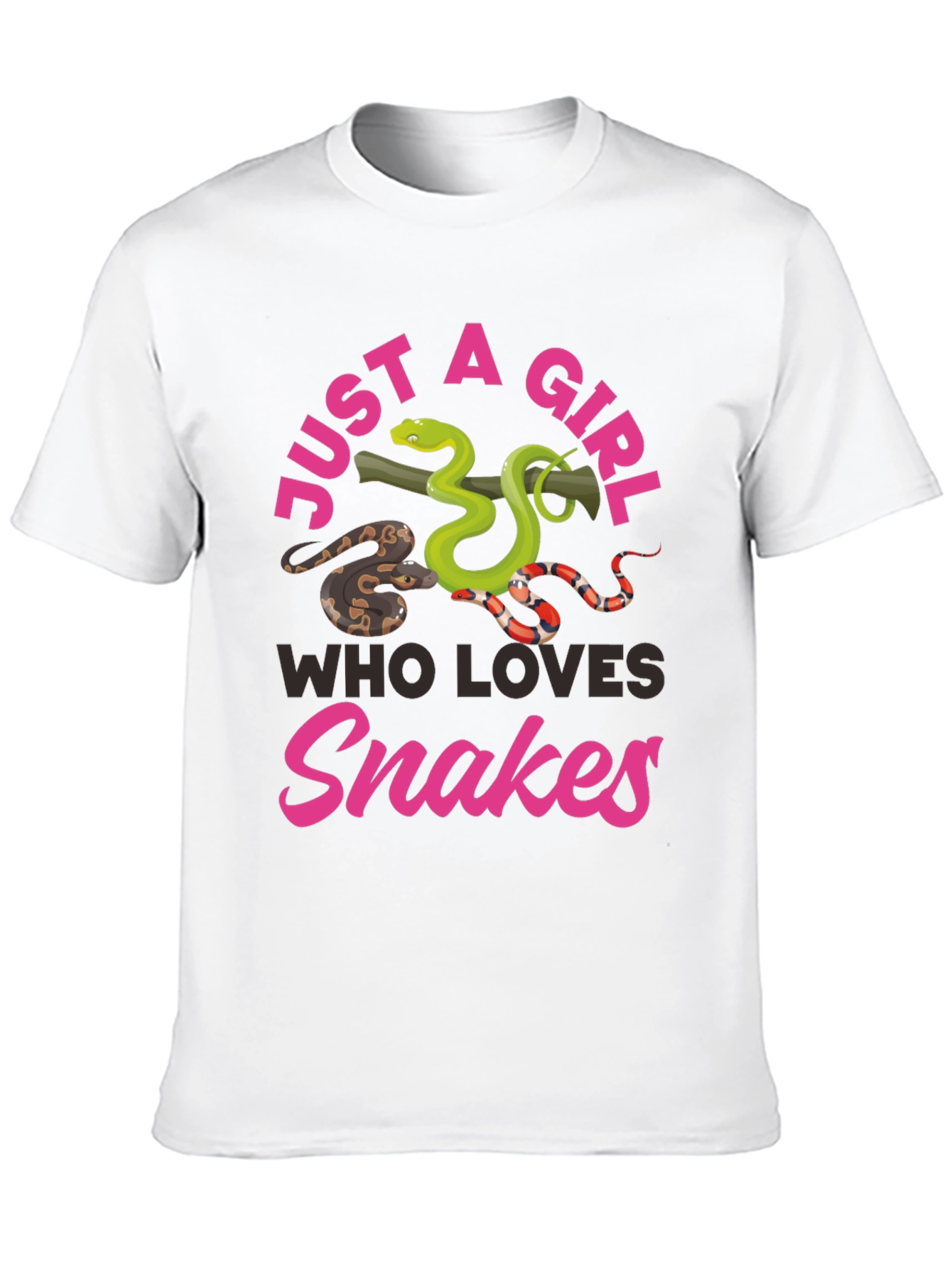 Black Just a Girl Who Loves Snakes Graphic T-Shirt view 10