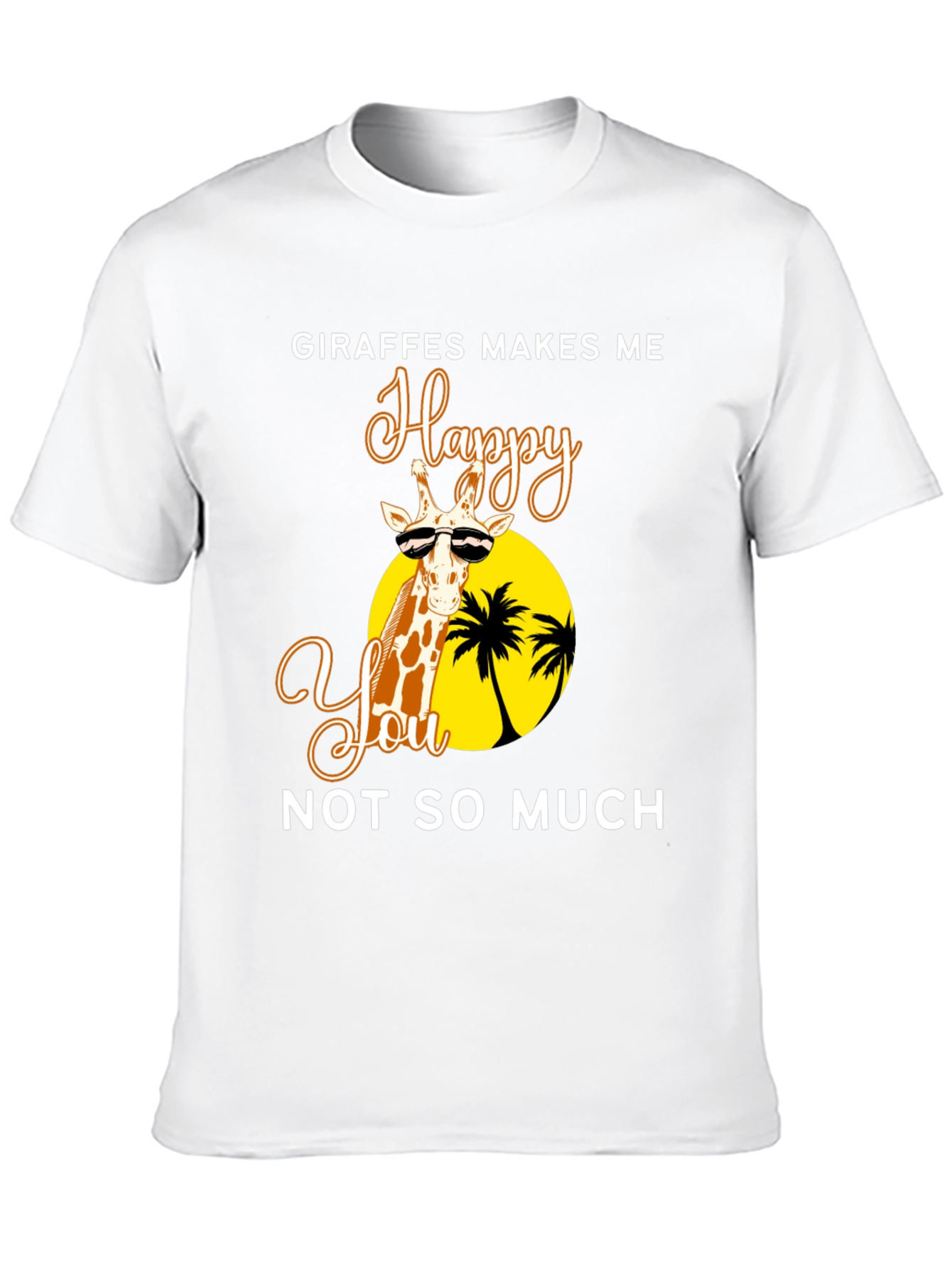 Black Giraffe Happy Tee - Unisex Novelty Graphic T-Shirt view 10