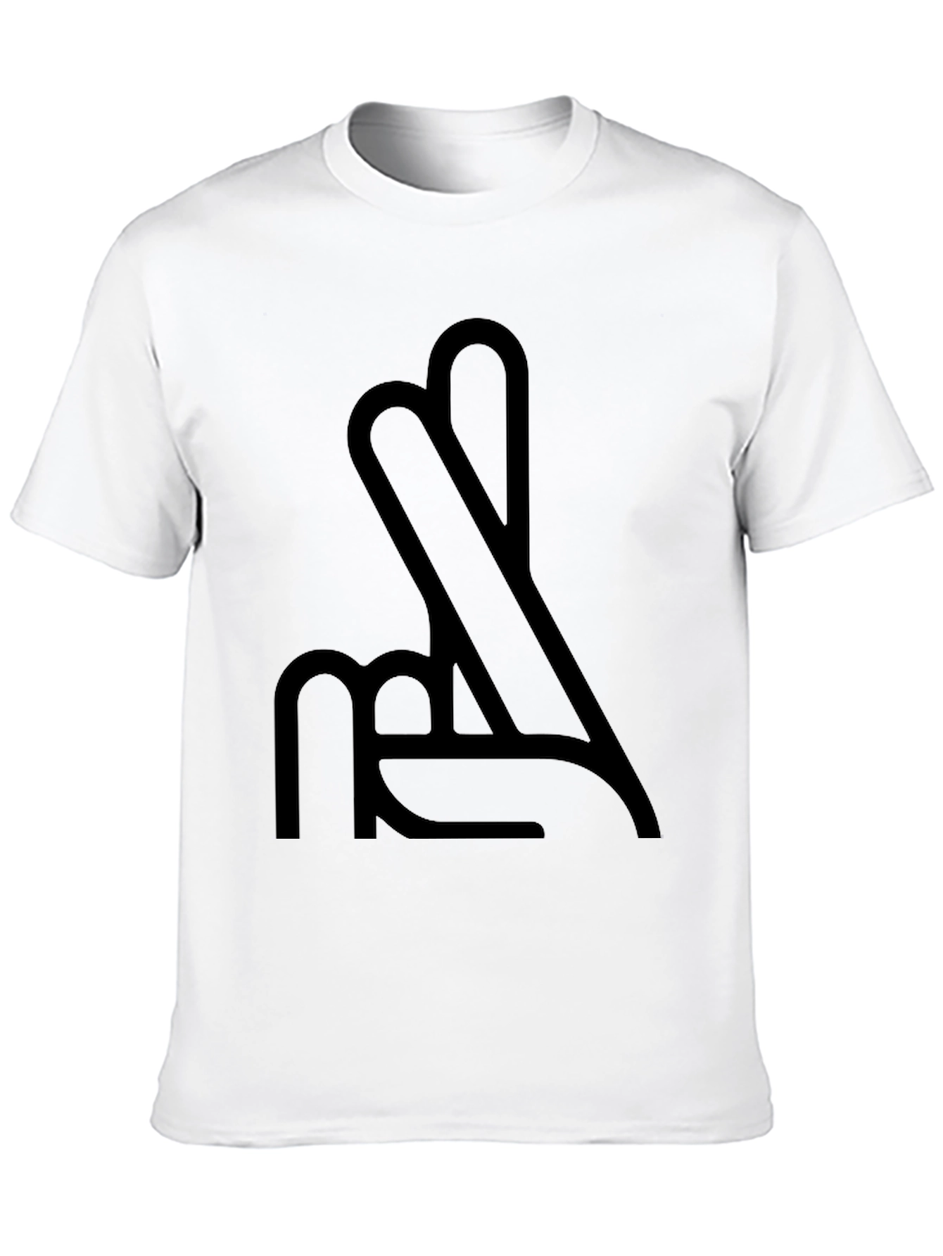 Black Fingers Crossed Black Graphic Tee Shirt view 10