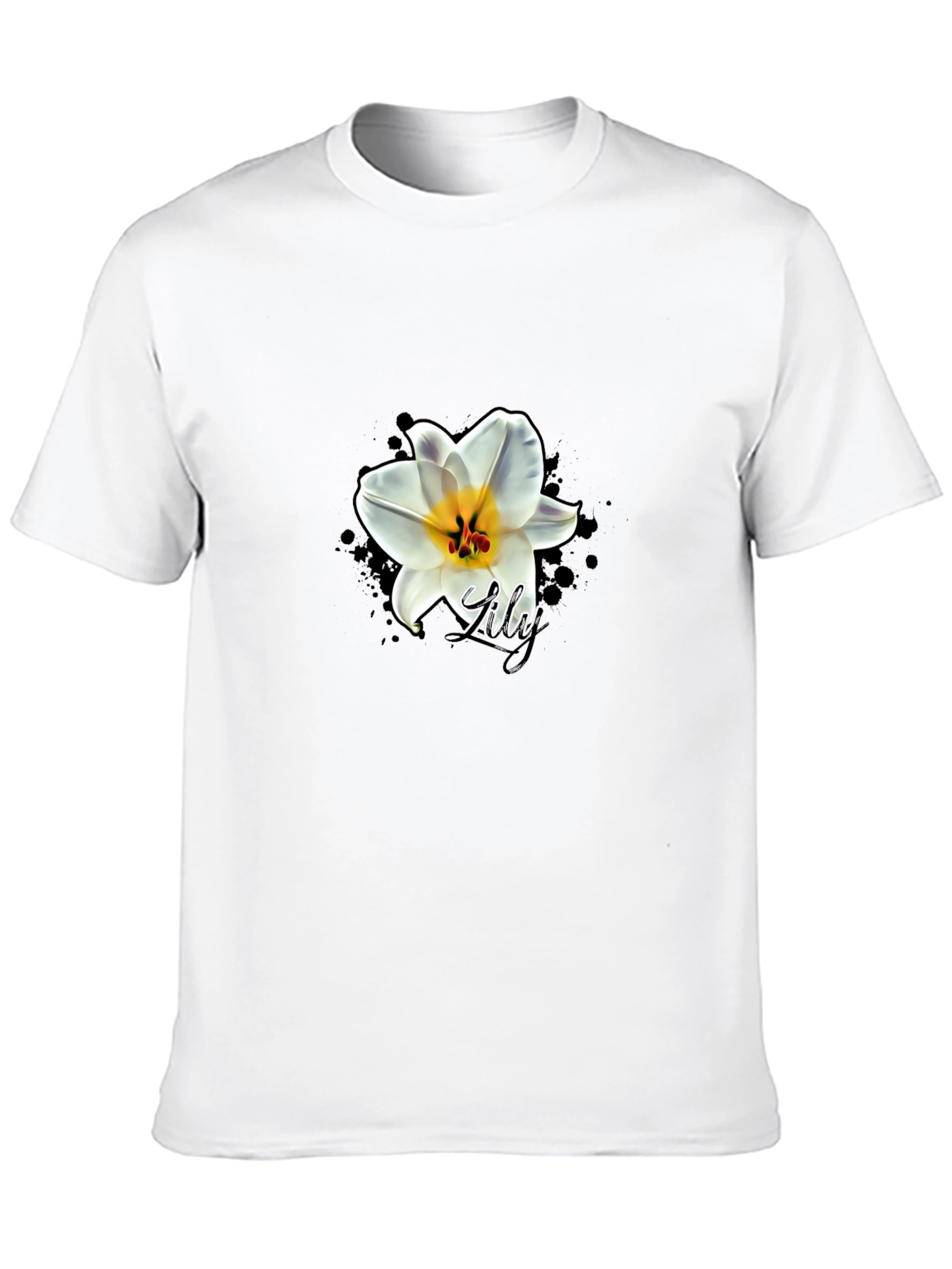 Black Black T-Shirt with Lily Graphic view 10