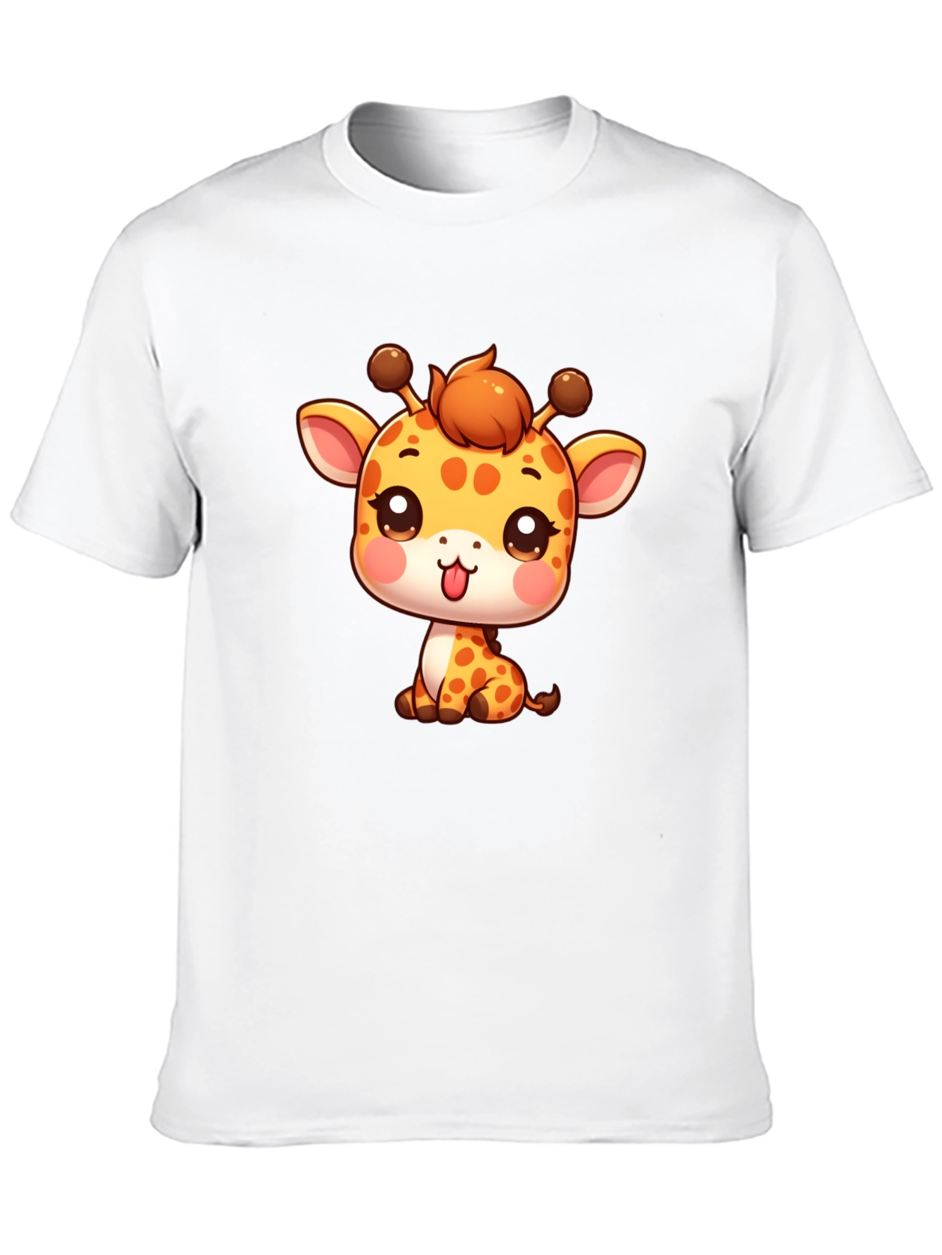 Black Cute Giraffe Cartoon Black T-Shirt view 10