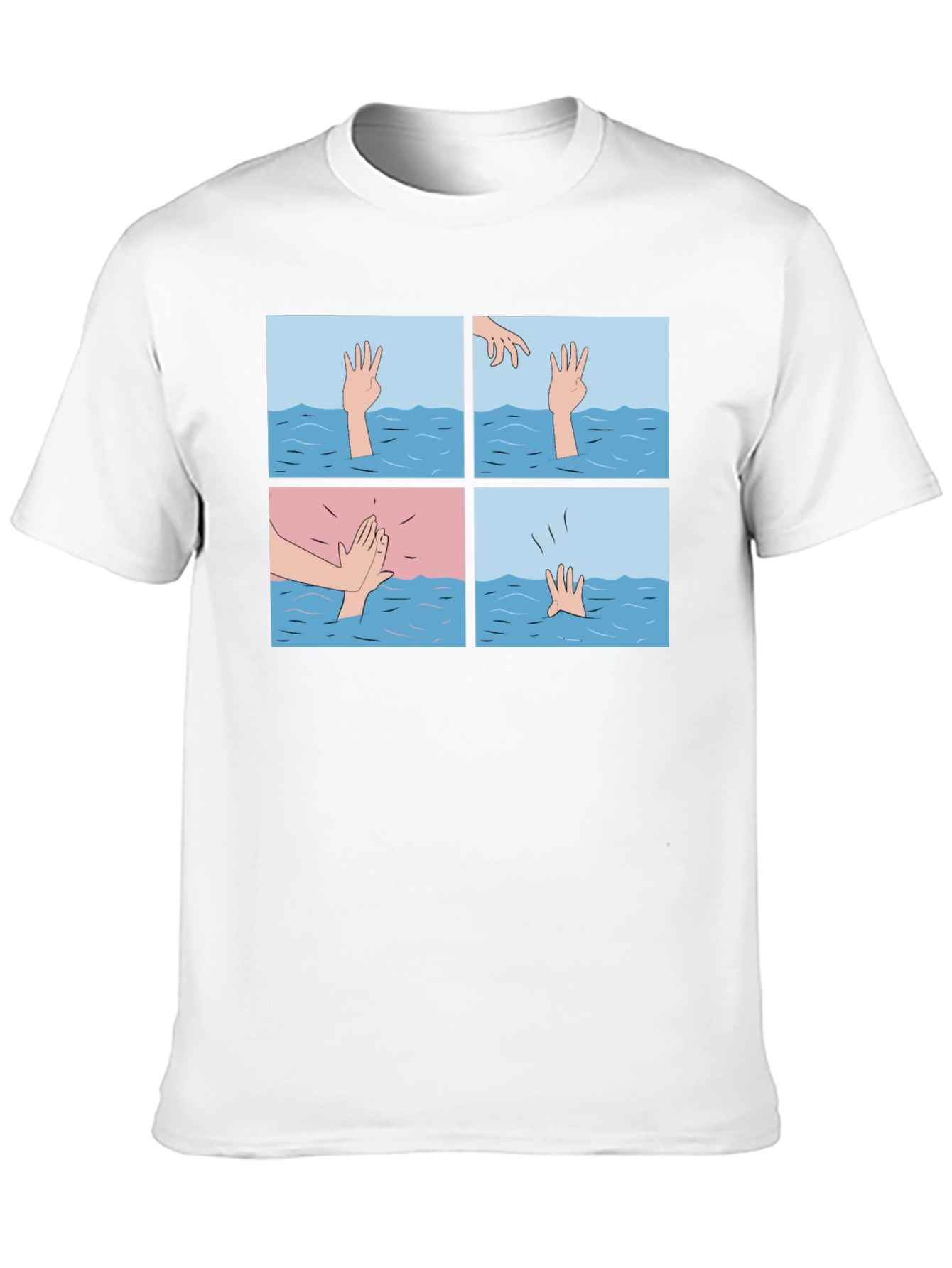 Black Comic Strip Graphic T-Shirt - Drowning Meme view 10