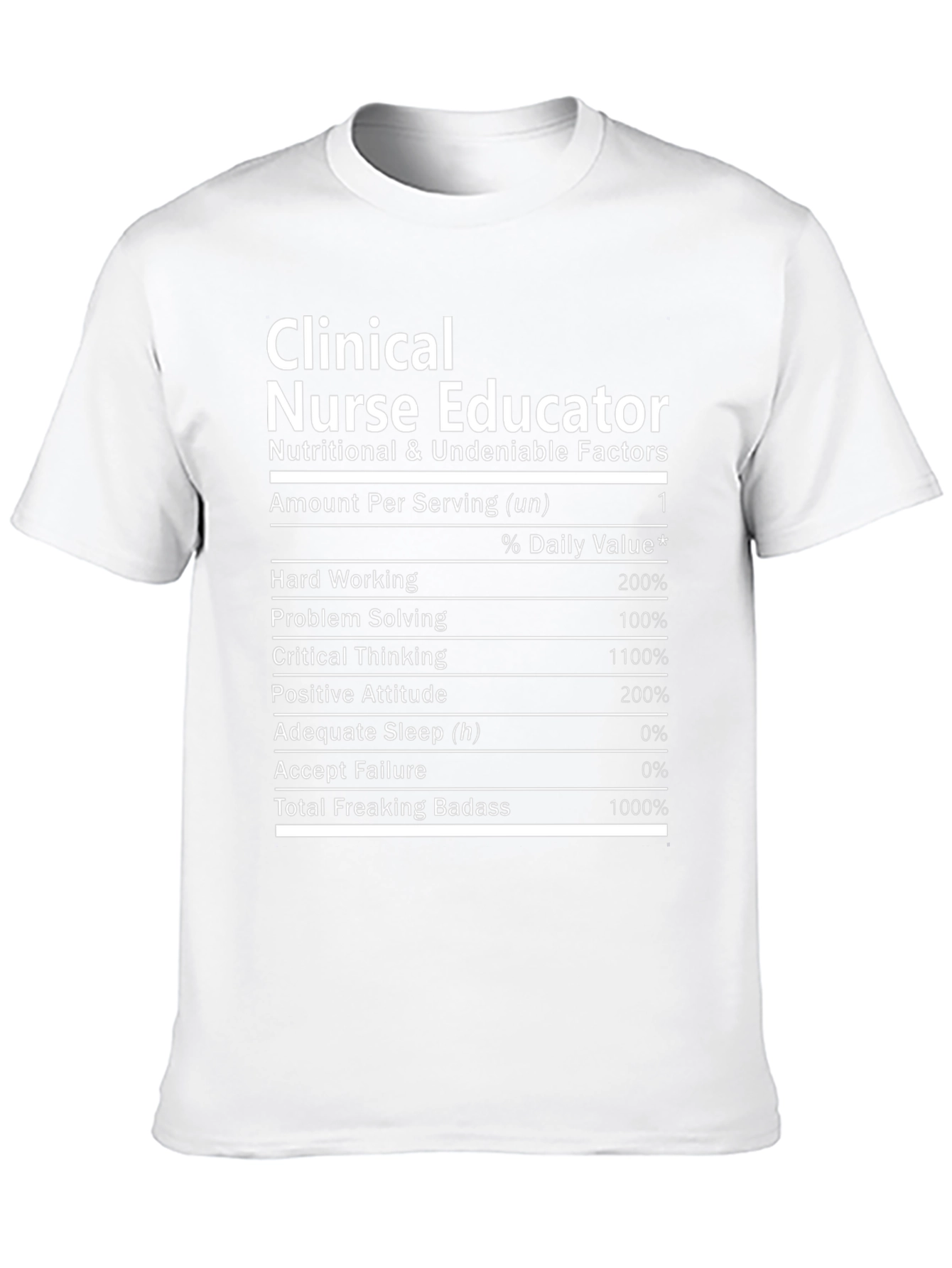 Black Clinical Nurse Educator T-Shirt Nutritional Facts view 10