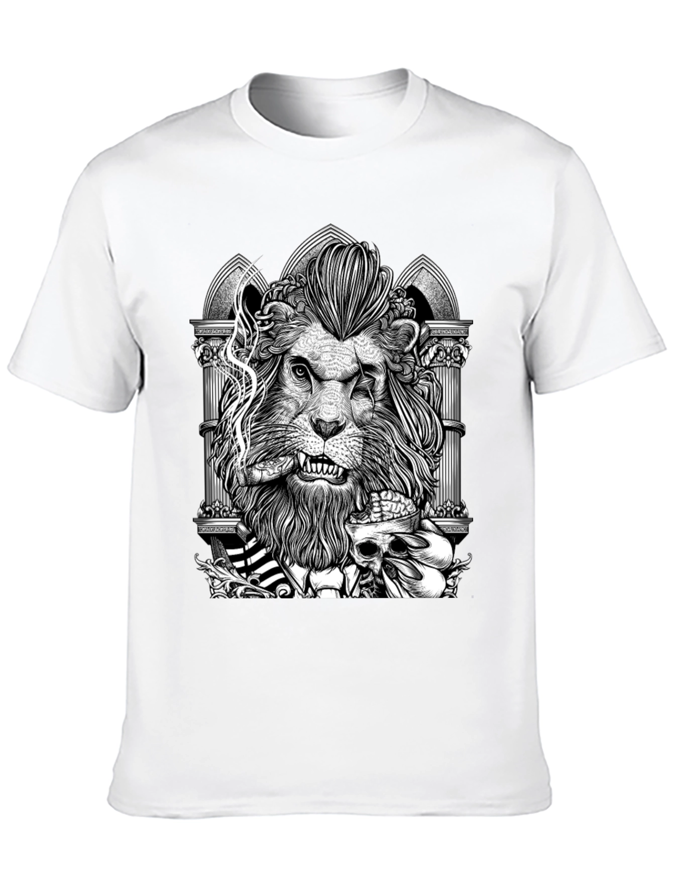 Black Lion with Skull Graphic Tee - Black view 10