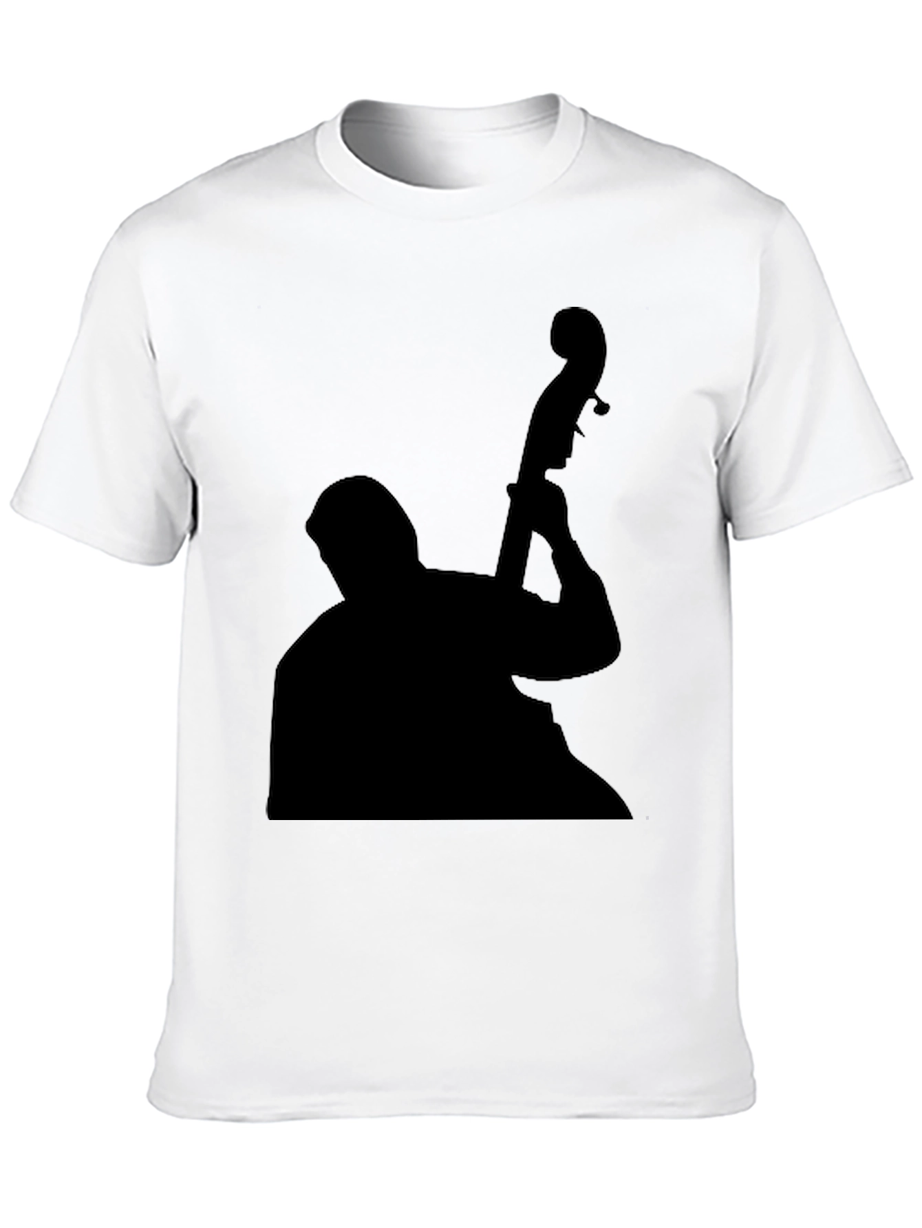 Black Jazz Bass Player Silhouette Black T-Shirt view 10