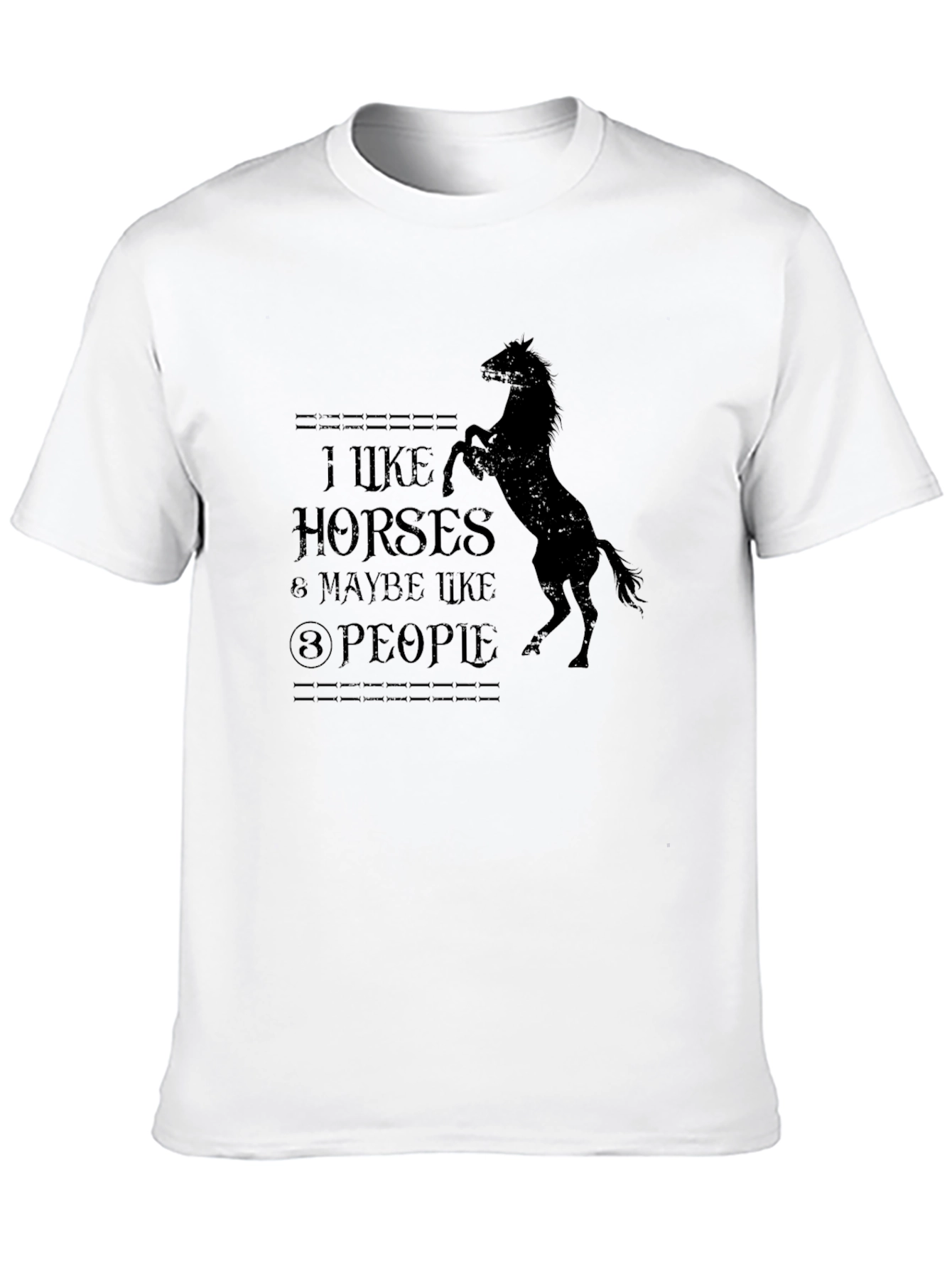 Black I Like Horses and Maybe Like 3 People Black T-Shirt view 10