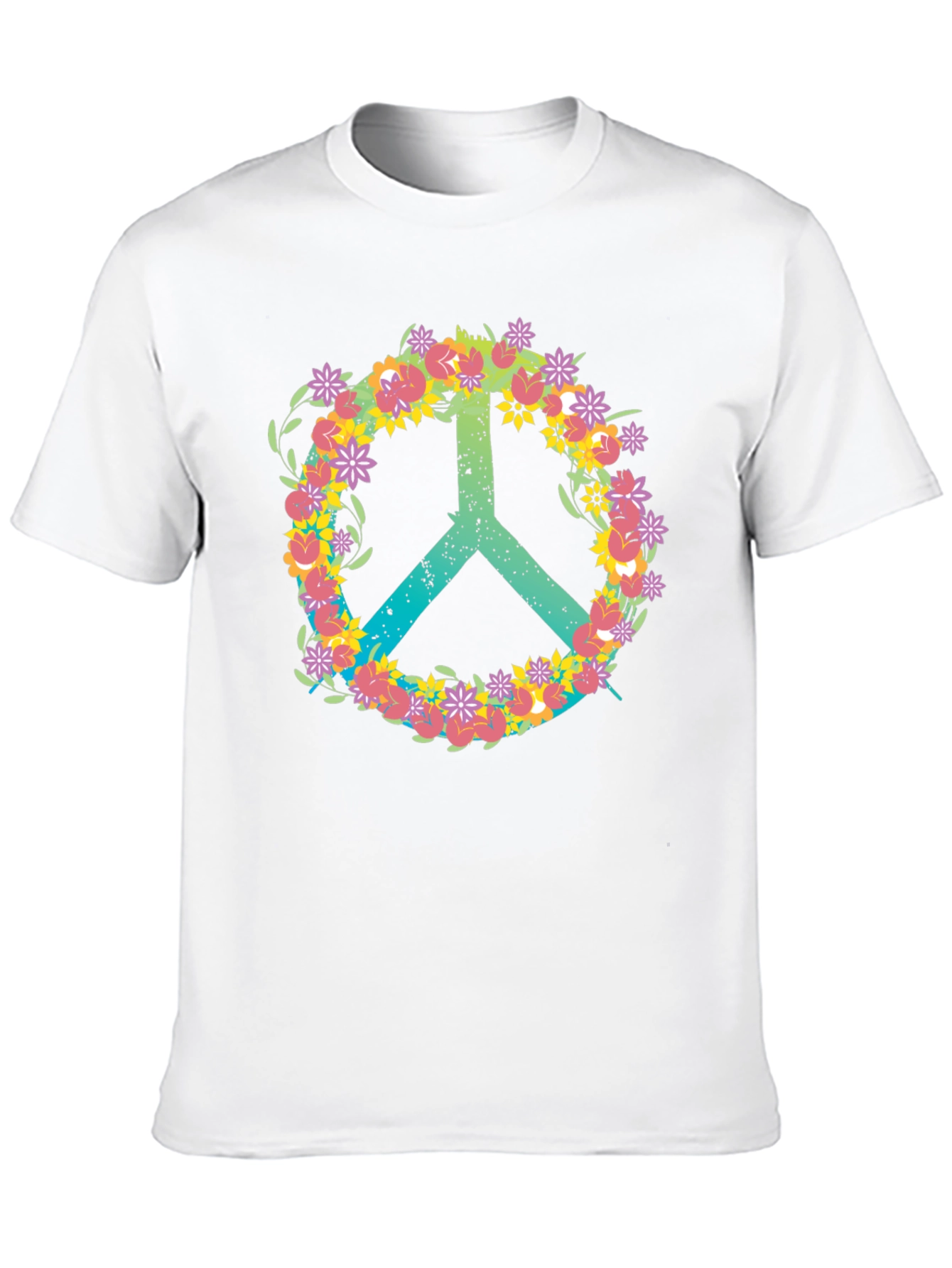 Black Floral Peace Sign T-Shirt - Black Casual Tee view 10