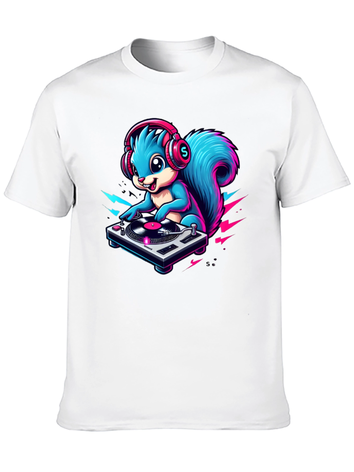Black DJ Squirrel Graphic Tee - Funky Animal T-Shirt view 10