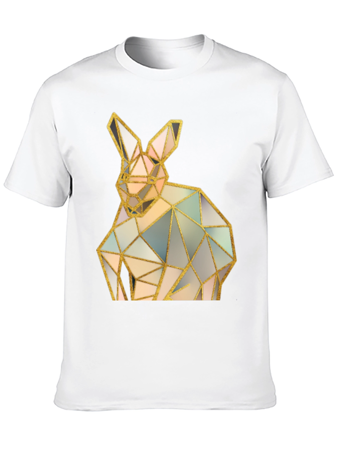 Black Geometric Rabbit Graphic Black T-Shirt view 10