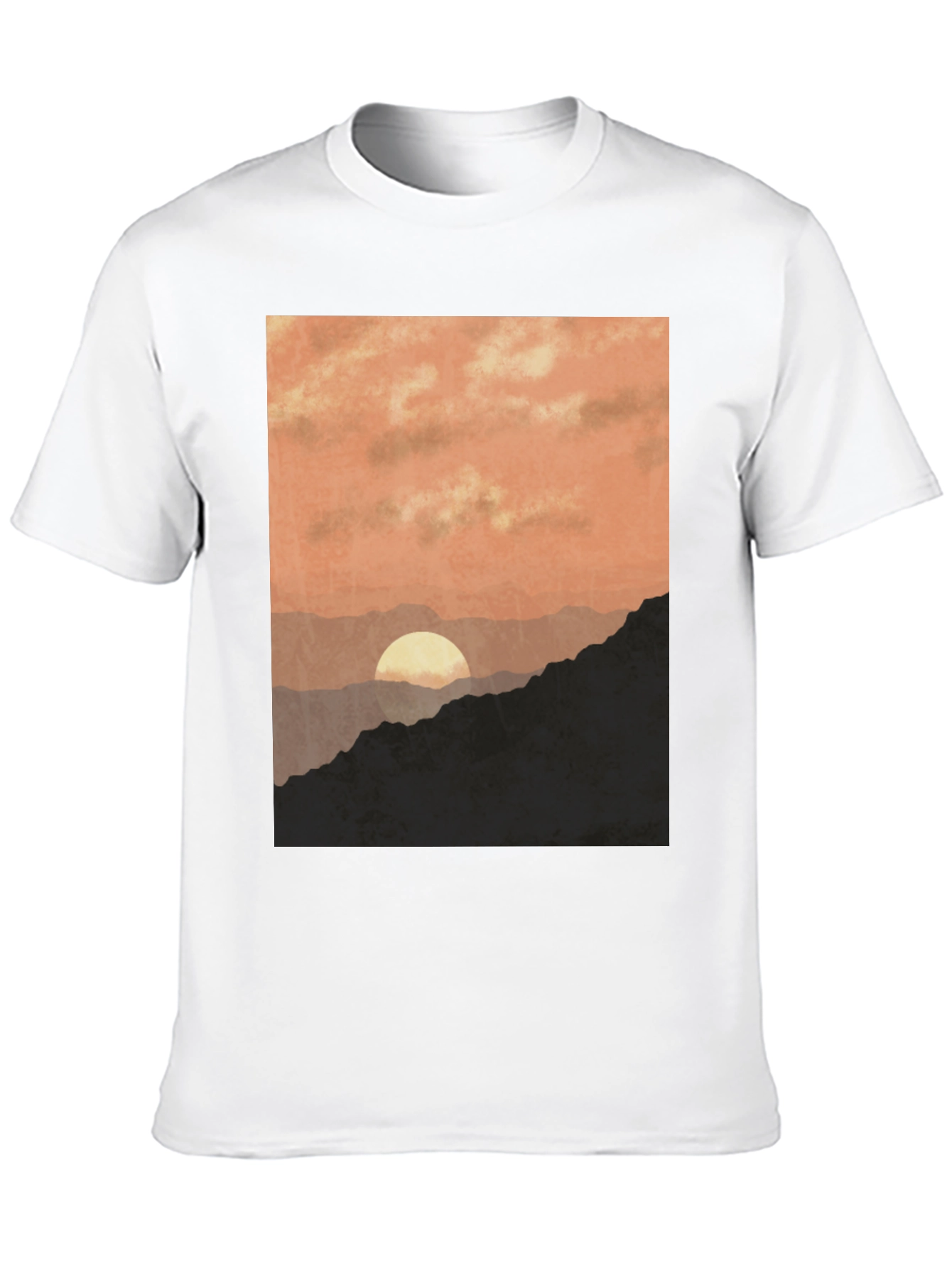 Black Sunset Mountain Graphic Tee - Stylish Black T-Shirt view 10