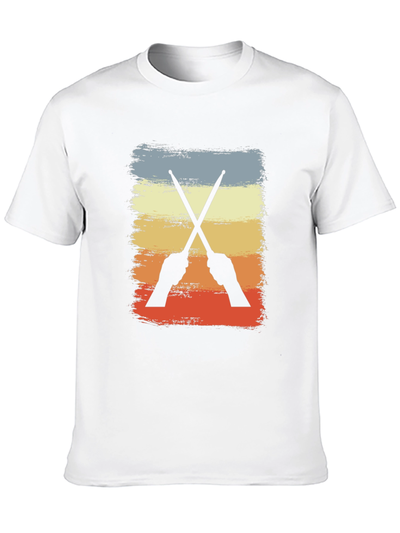 Black Retro Drummer T-Shirt - Crossed Sticks Design view 10