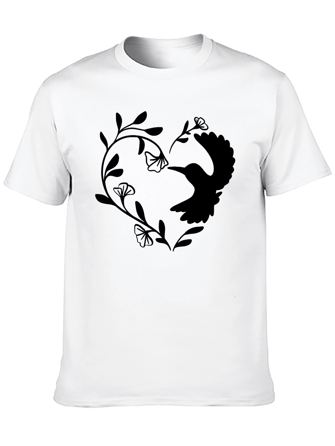 Black Hummingbird Heart Graphic Tee - Black Casual Shirt view 10