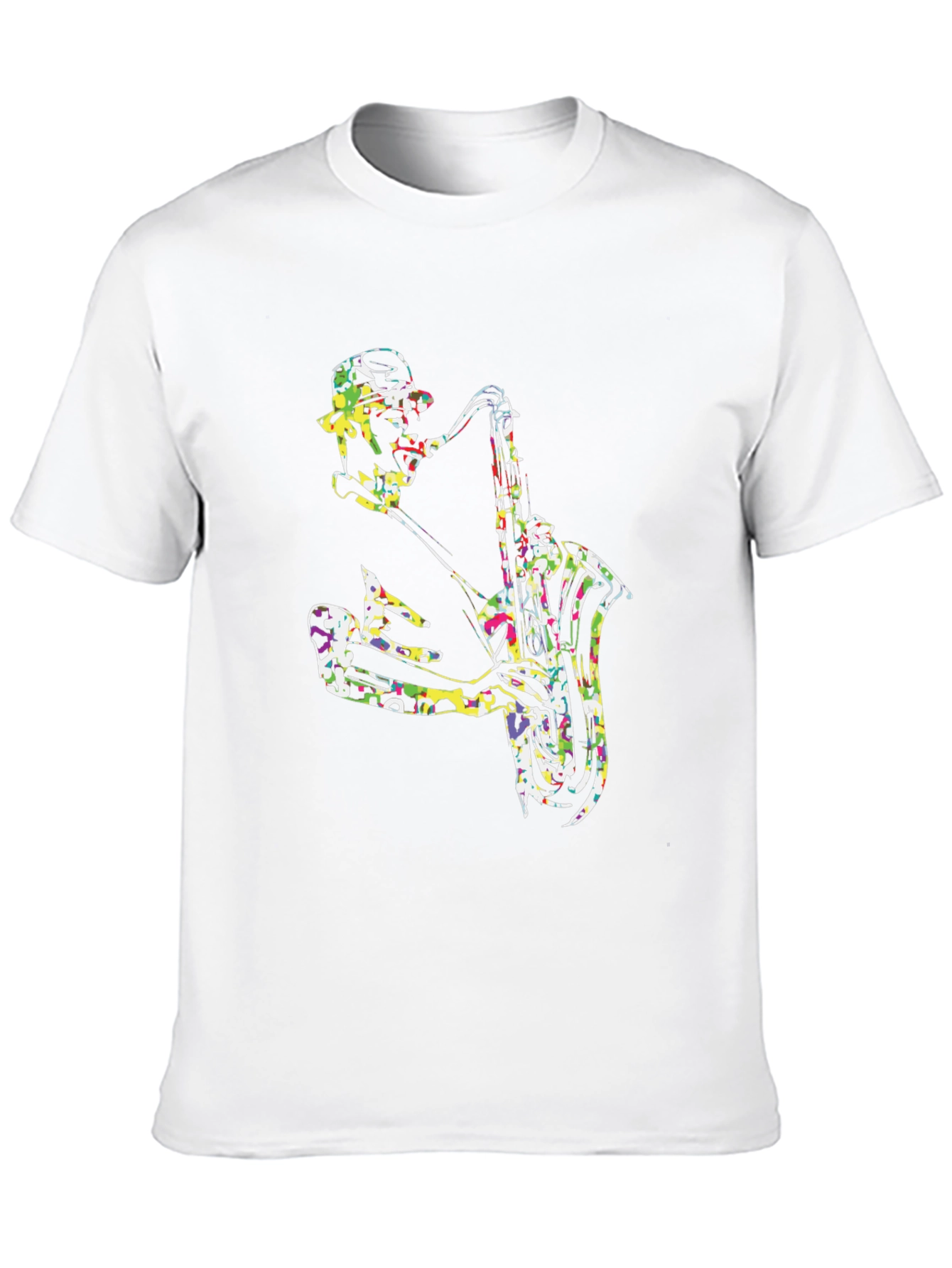 Black Colorful Saxophone Player Graphic Tee view 10