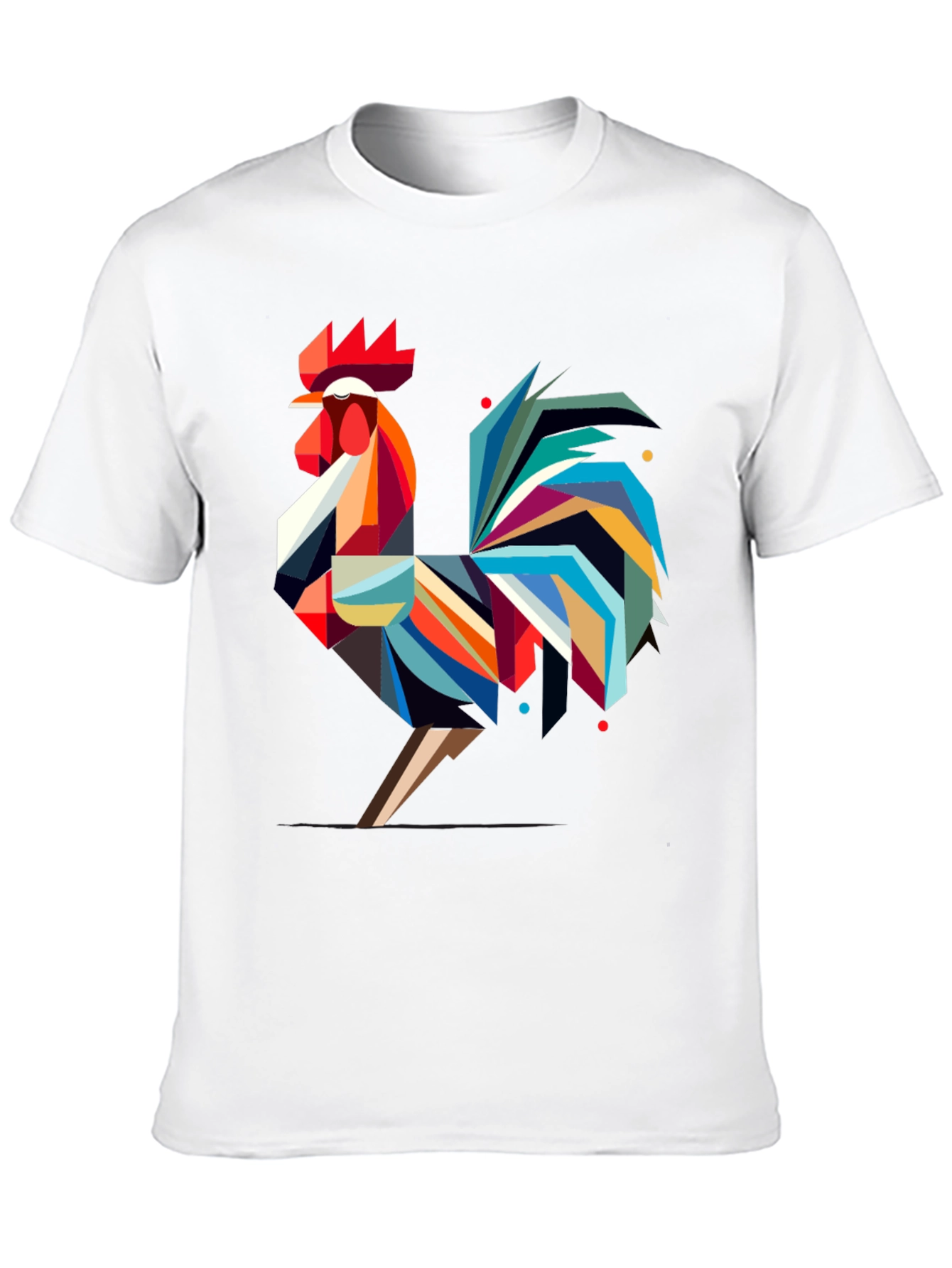 Black Geometric Rooster Graphic Tee - Modern Art T-Shirt view 10