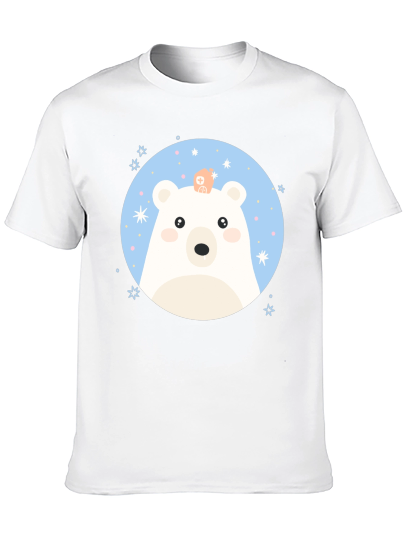 Black Cute Polar Bear Graphic Black T-Shirt view 10