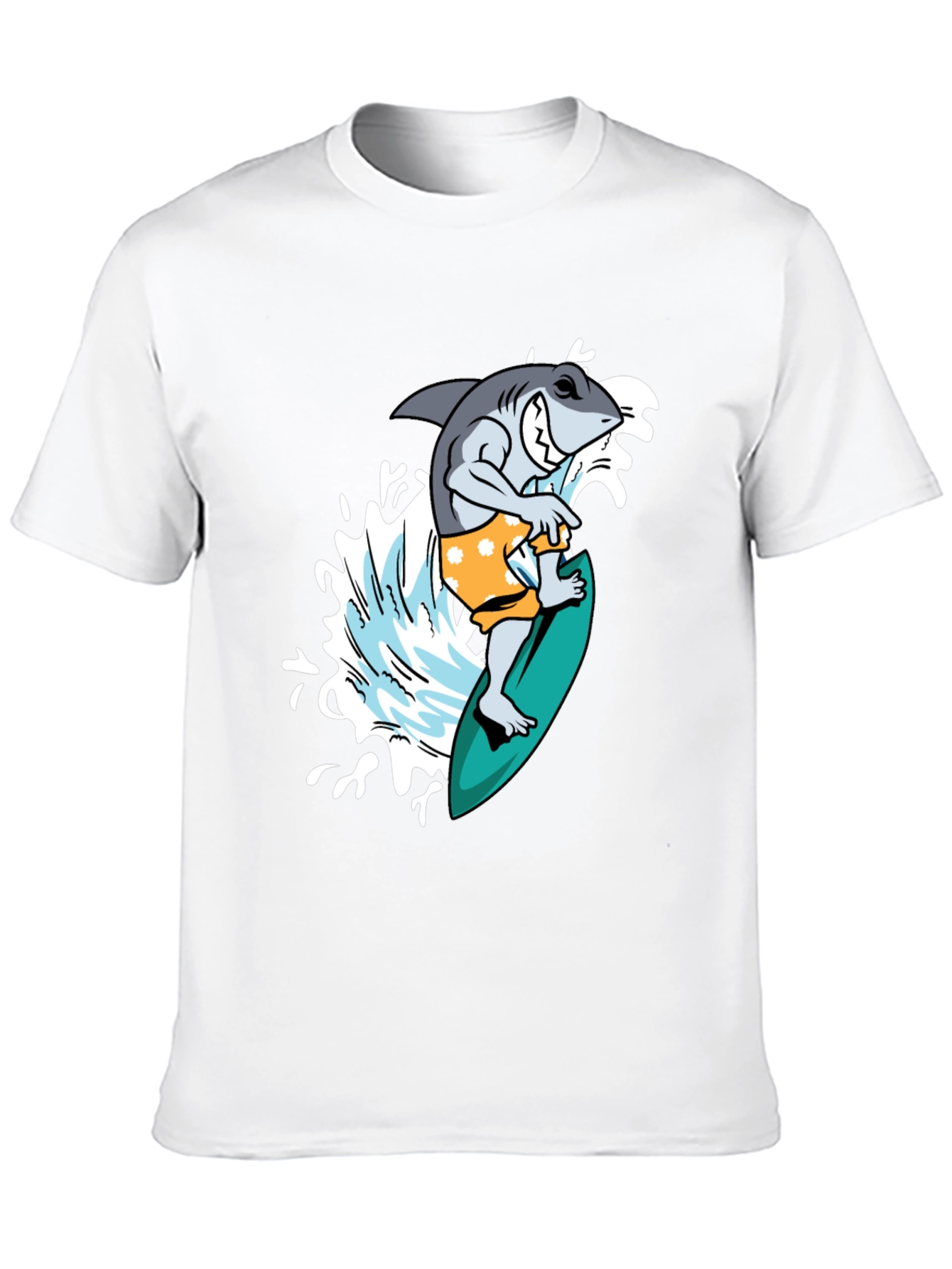 Black Surfing Shark Graphic Tee - Black Cotton T-Shirt view 10