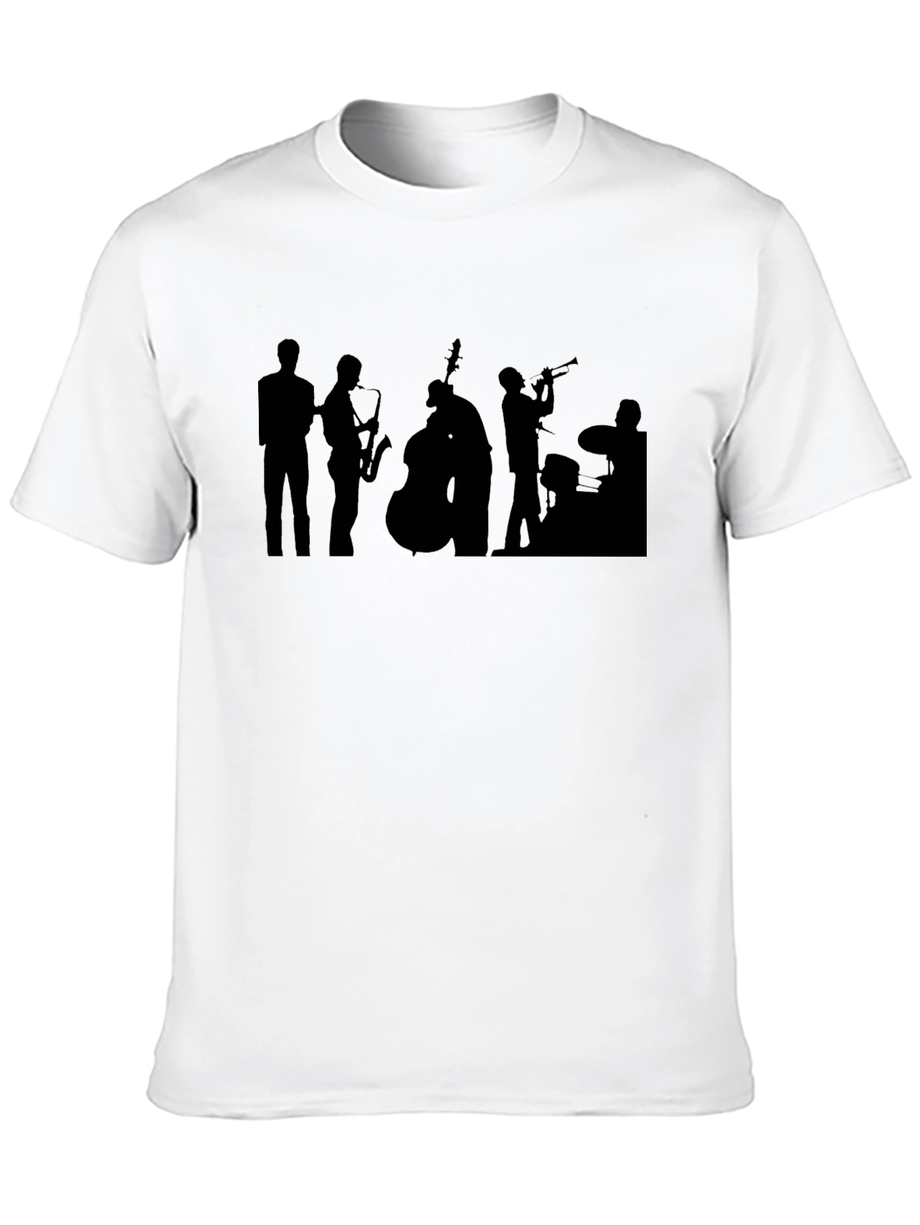 Black Jazz Band Silhouette Graphic Tee - Black Cotton view 10